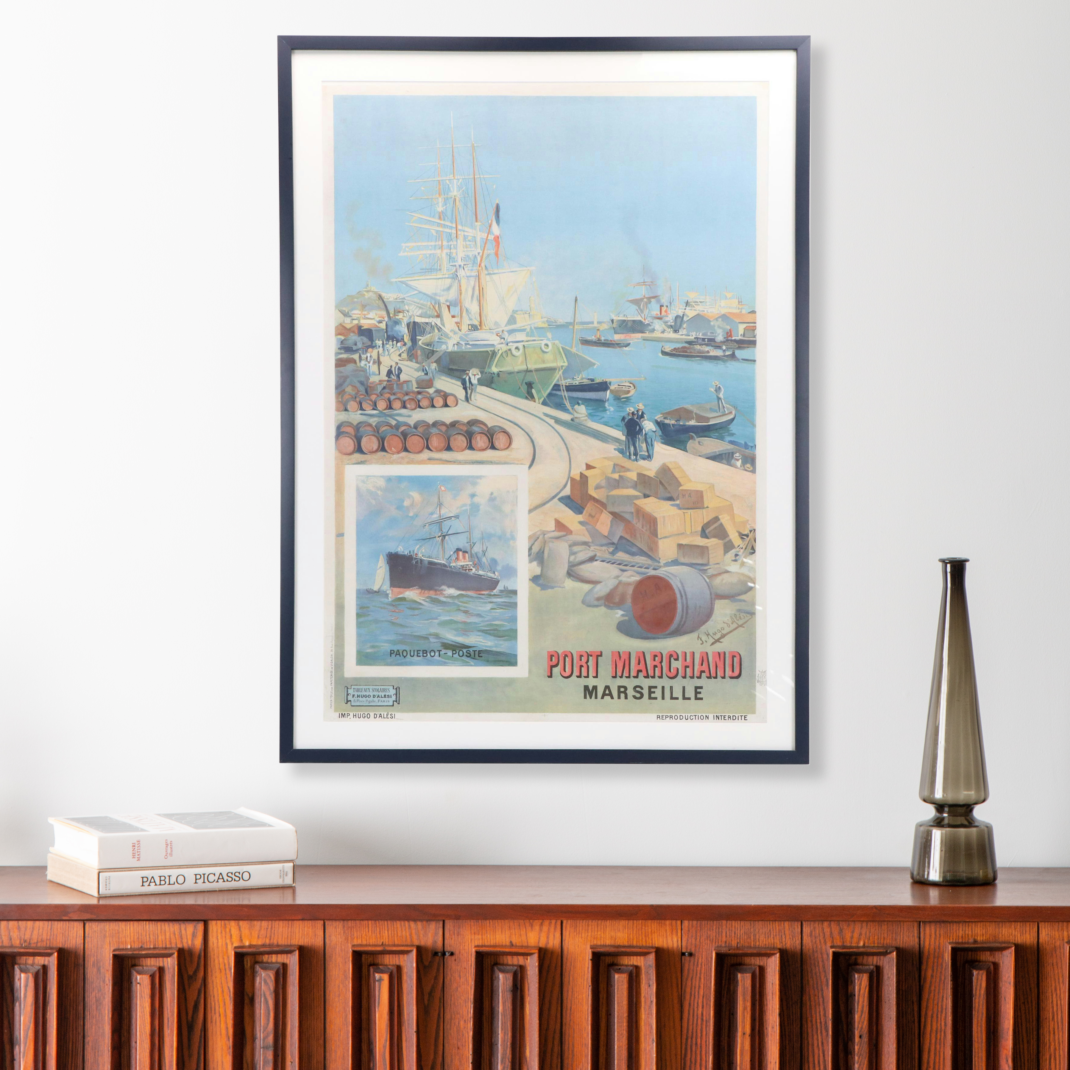 PLM Railways Chromolithograph Travel Poster "Port Marchand: Marseille"