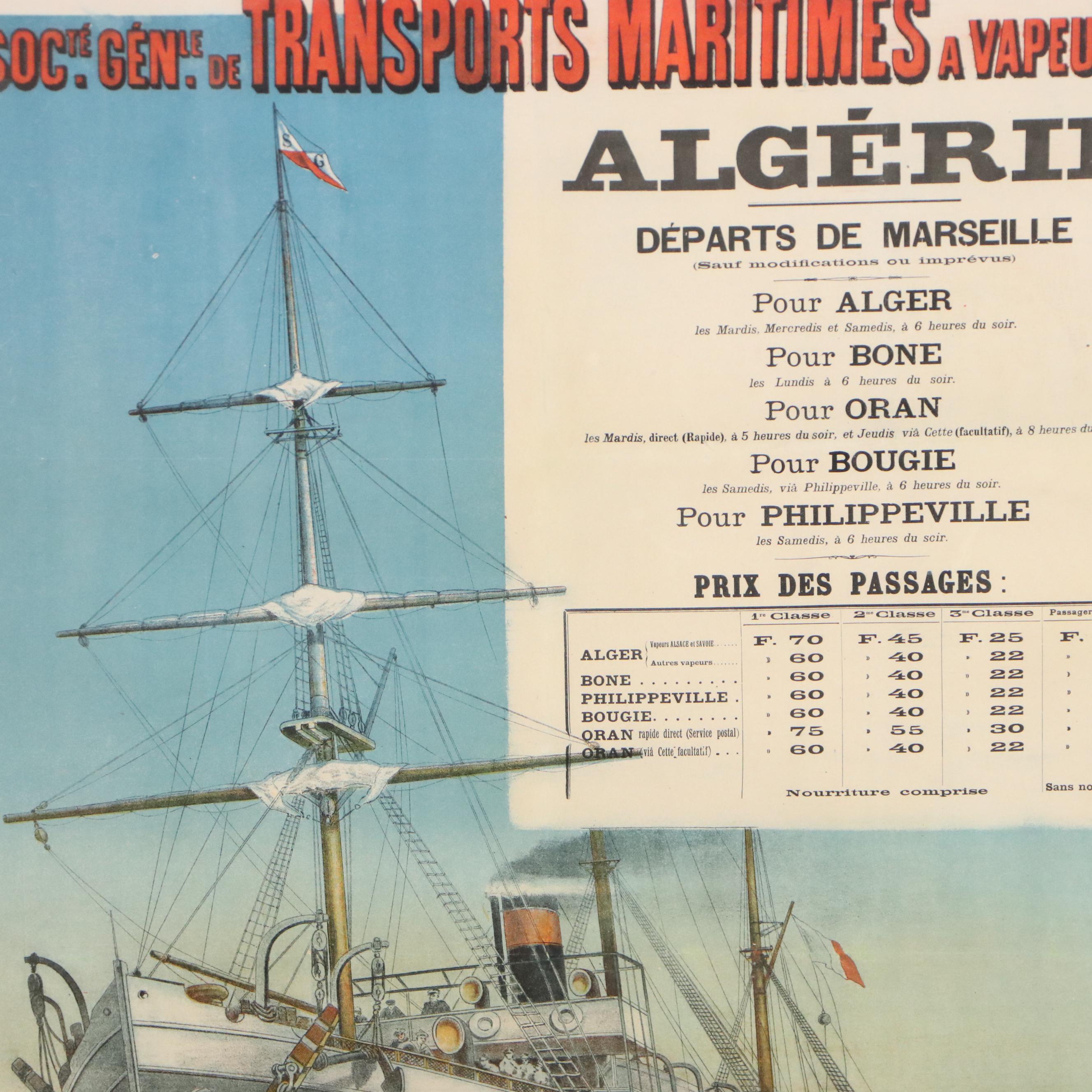 Société Générale de Transports Maritimes à Vapeur Lithograph Advertising Poster