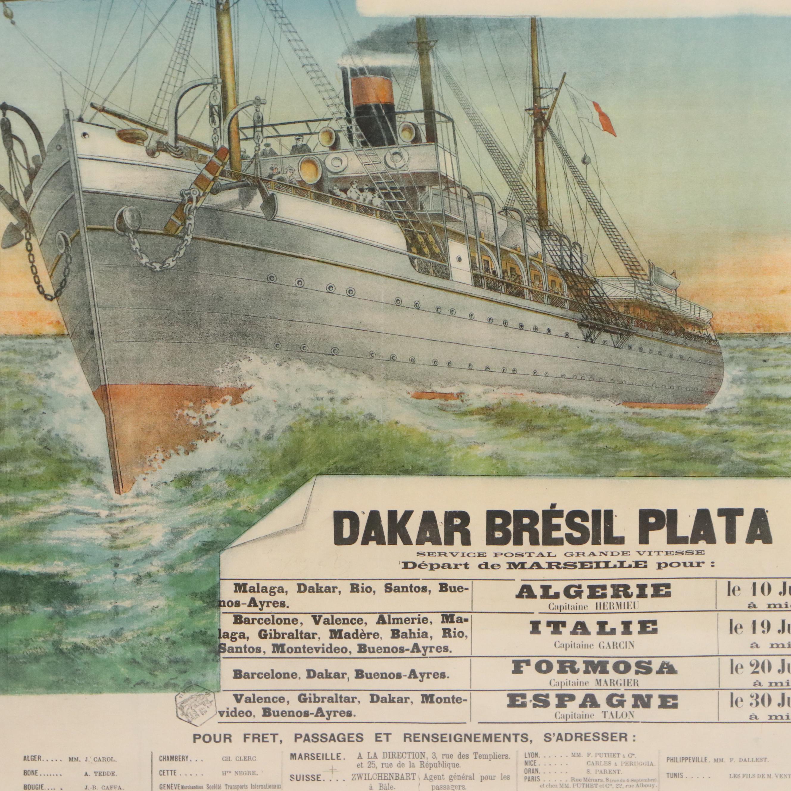 Société Générale de Transports Maritimes à Vapeur Lithograph Advertising Poster