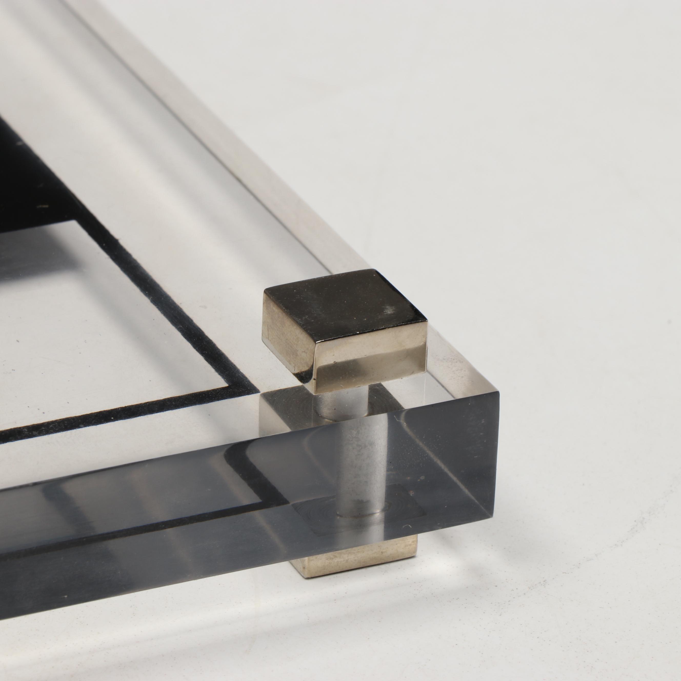 Contemporary Acrylic Chessboard with Metal Pieces