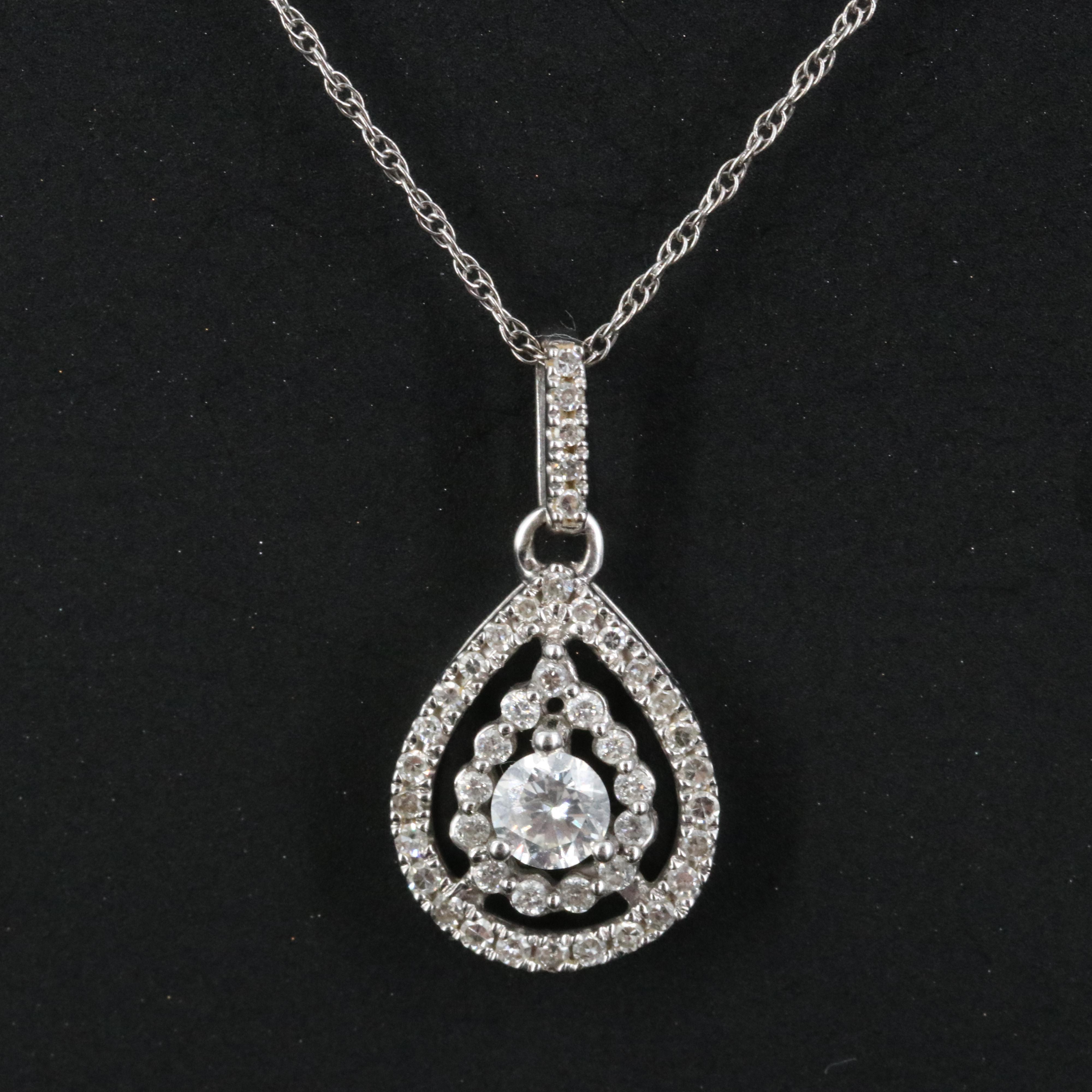 10K 0.31 CTW Diamond Pendant Necklace