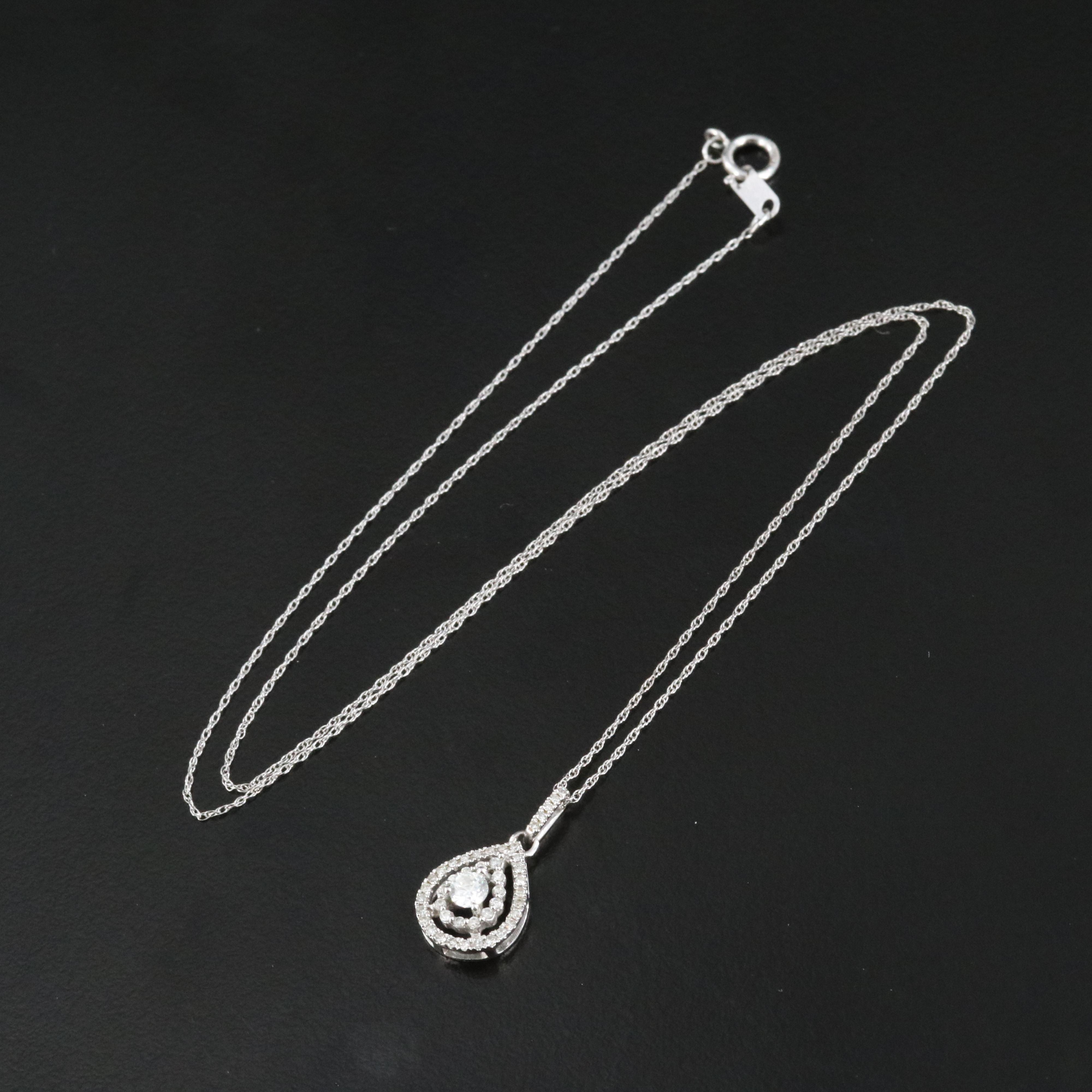 10K 0.31 CTW Diamond Pendant Necklace