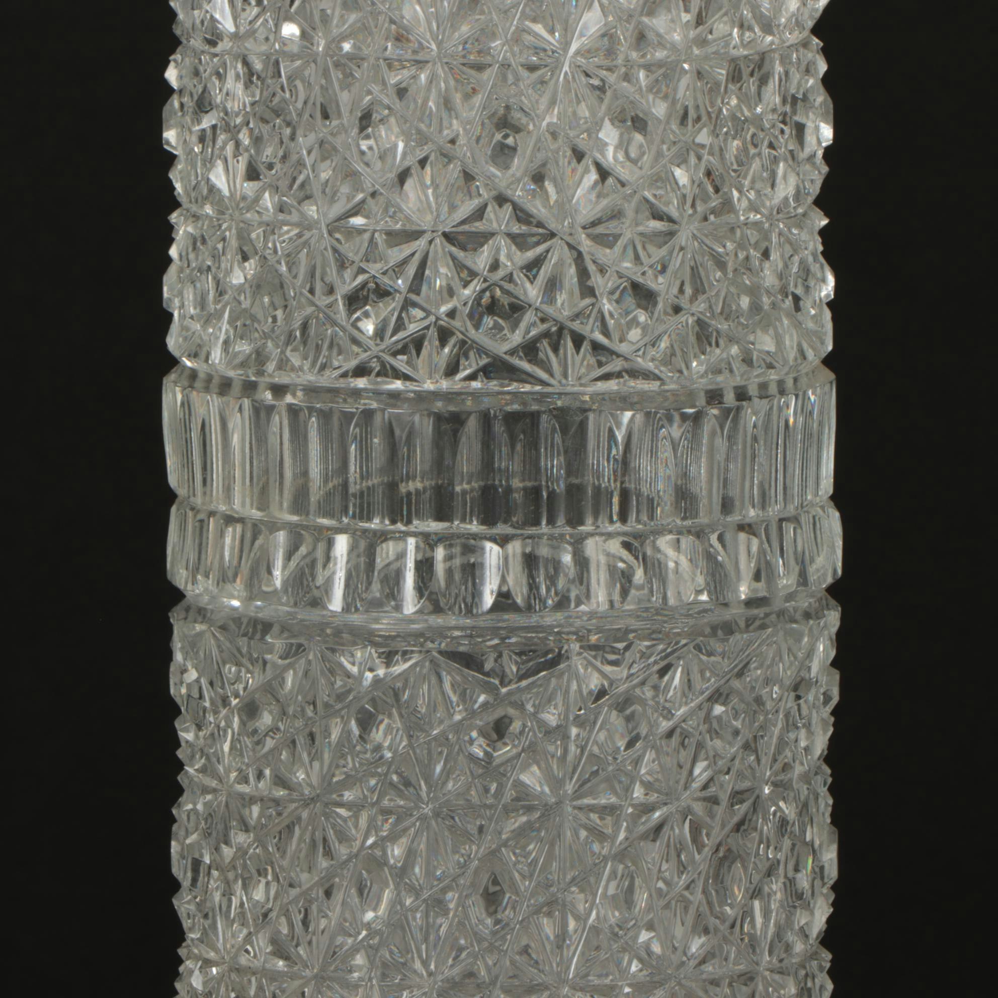 American Brilliant Cut Glass Russian Style Floor Vase, 20th Century
