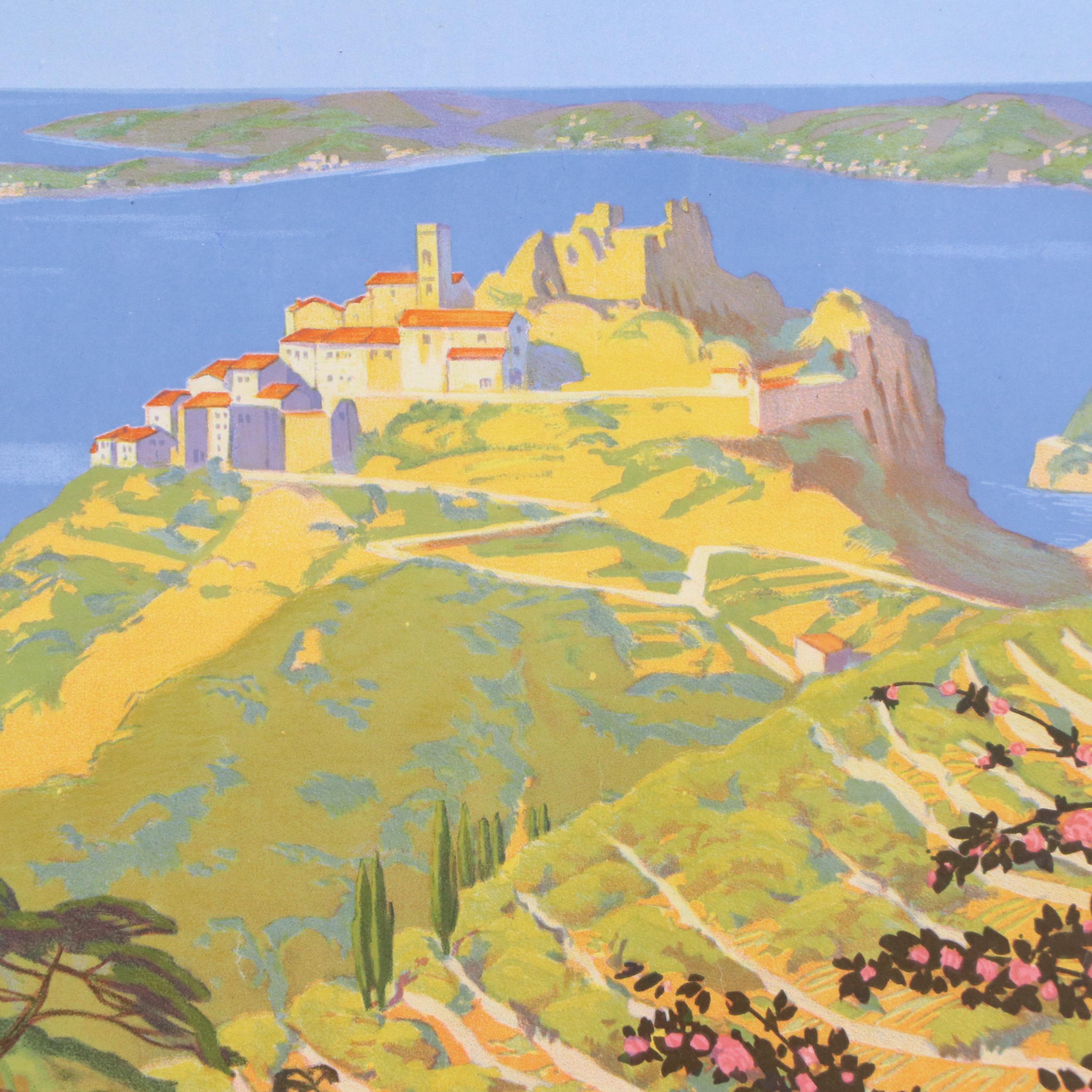 Géo Dorival PLM Railway Lithograph Poster "La Côte d'Azur," 1919
