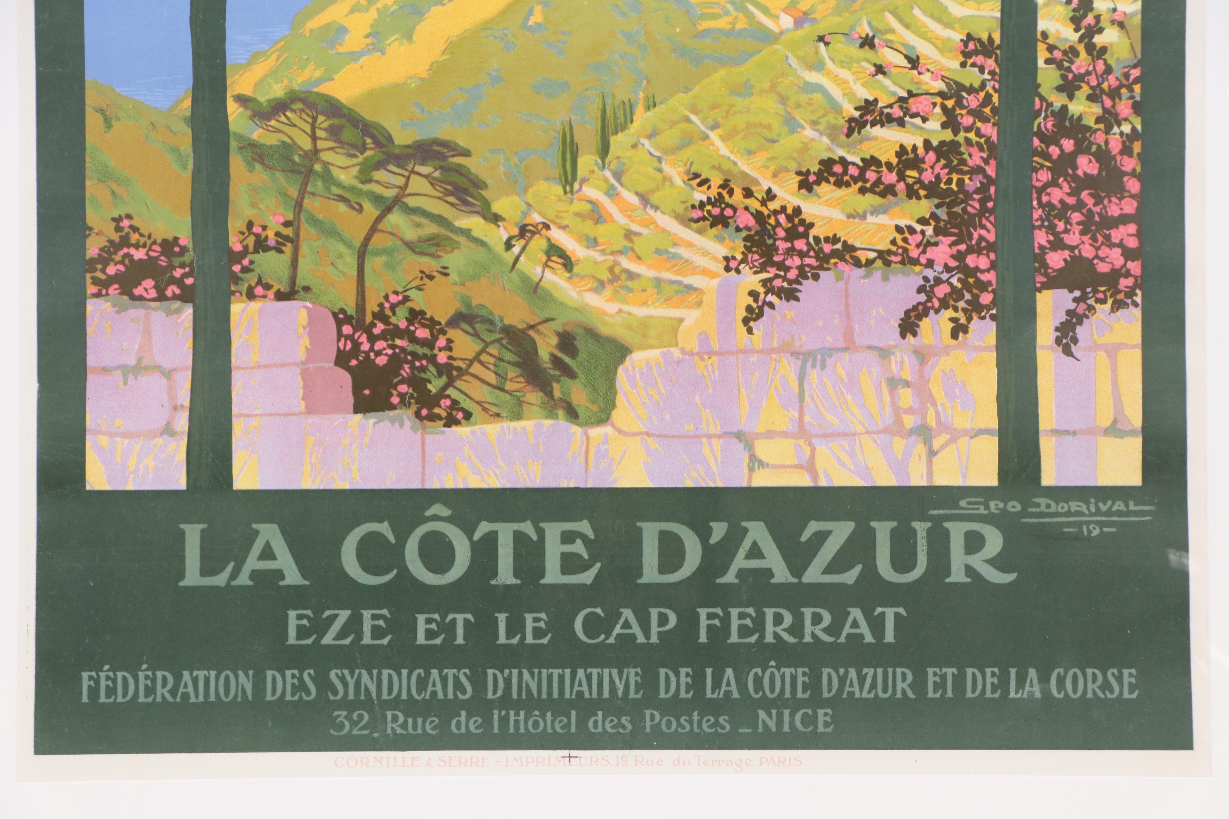 Géo Dorival PLM Railway Lithograph Poster "La Côte d'Azur," 1919