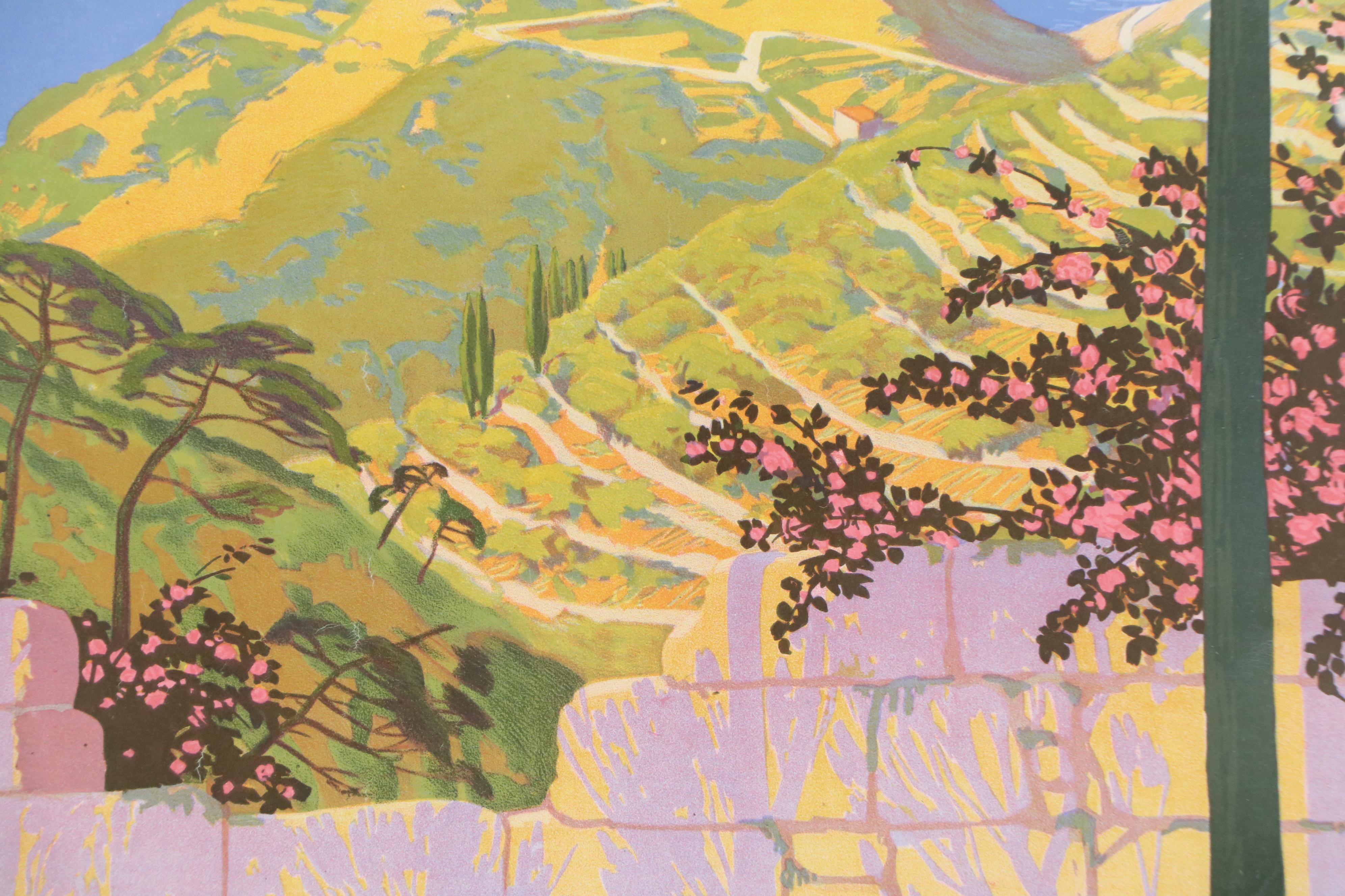 Géo Dorival PLM Railway Lithograph Poster "La Côte d'Azur," 1919