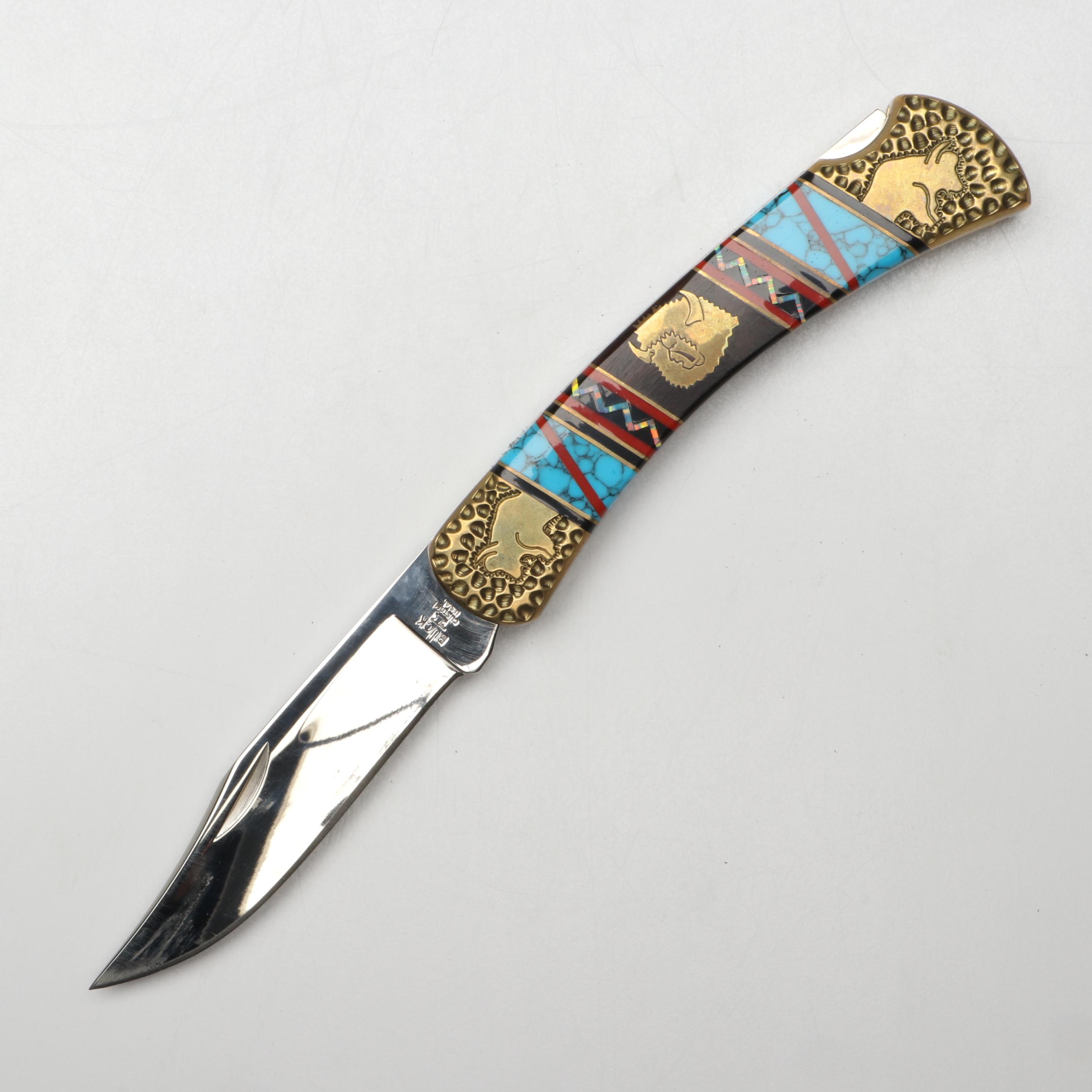 Brian Yellowhorse for Buck Limited Edition Stone Inlay Folding Knife