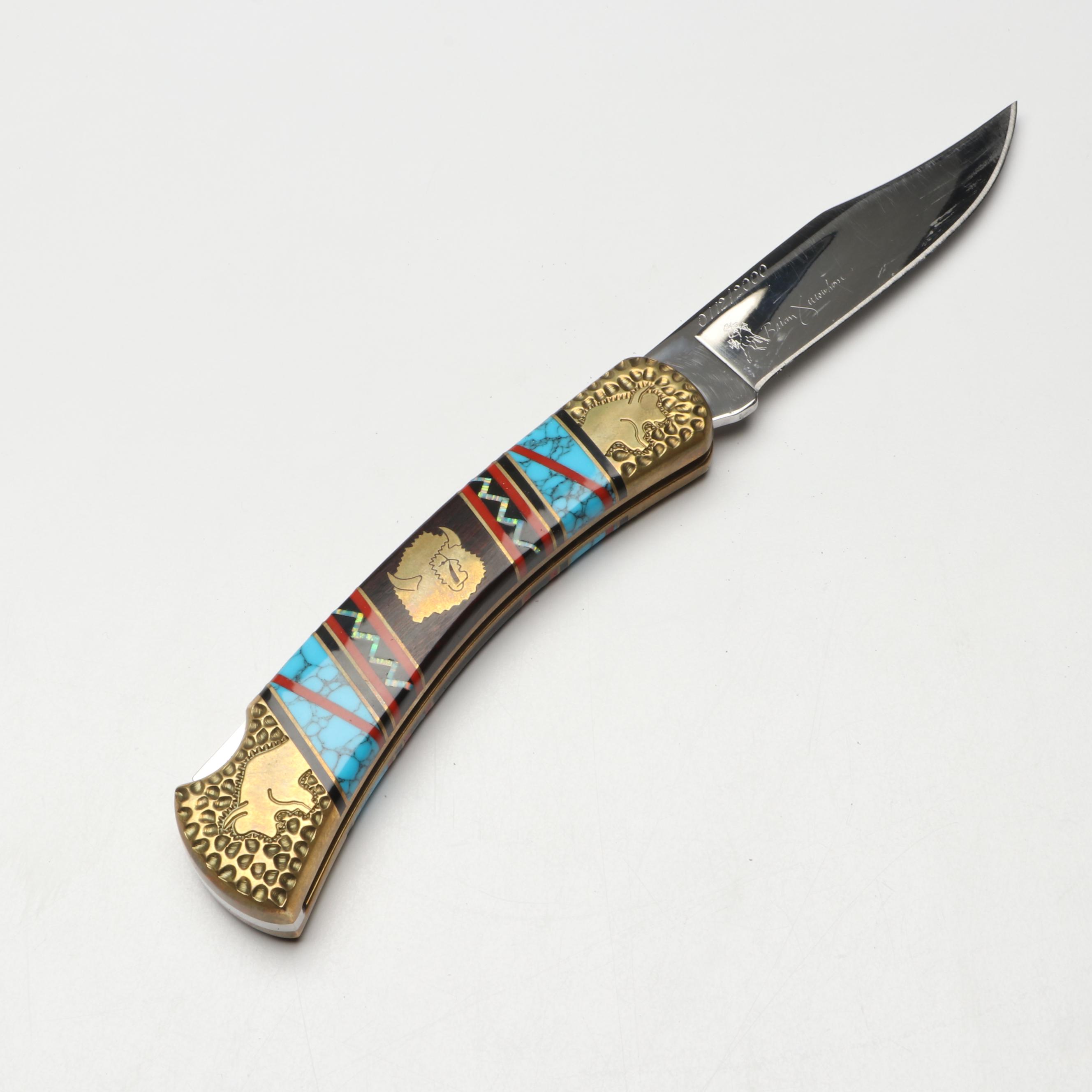 Brian Yellowhorse for Buck Limited Edition Stone Inlay Folding Knife