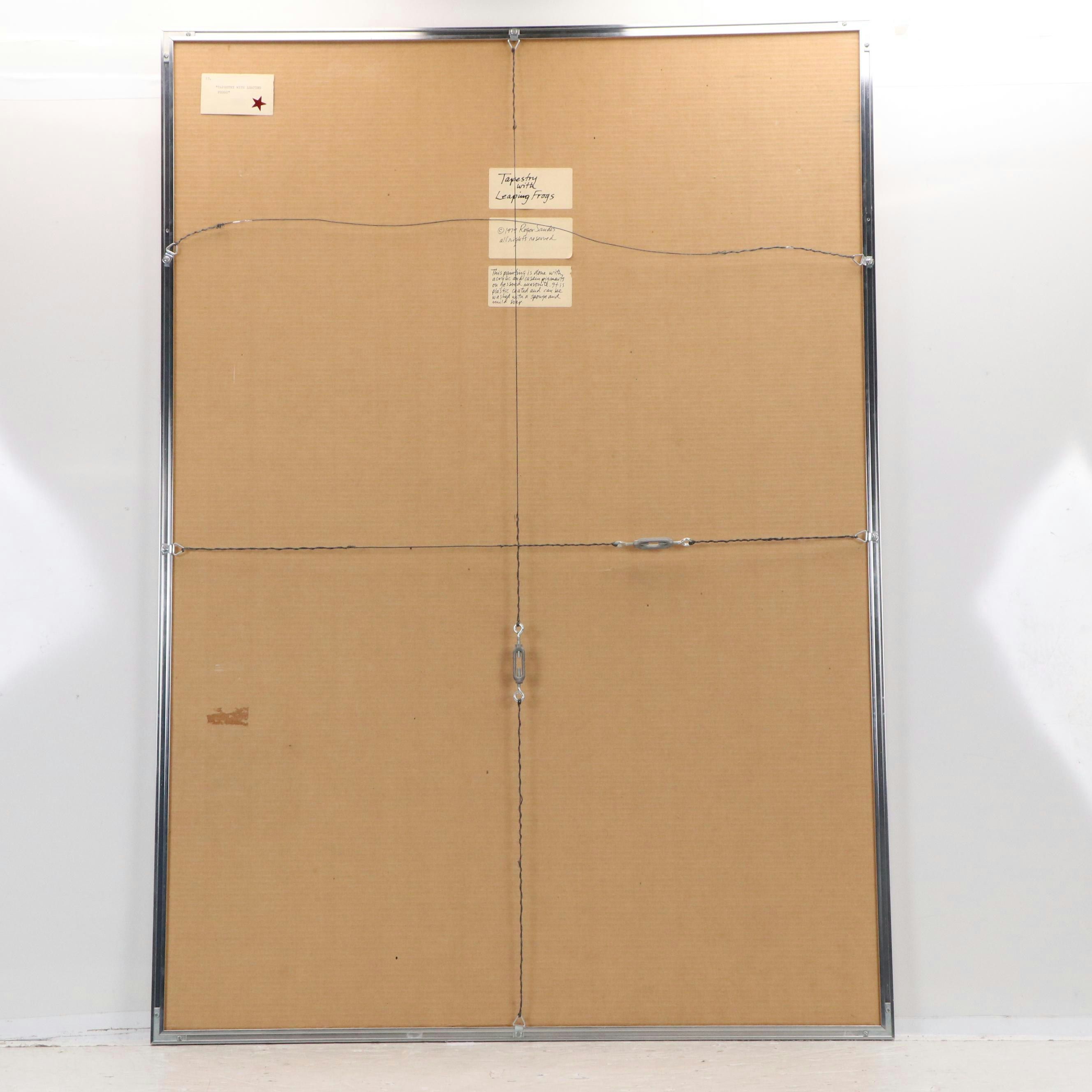 Roger Sandes Mixed Media Painting "Tapestry with Leaping Frogs," 1979