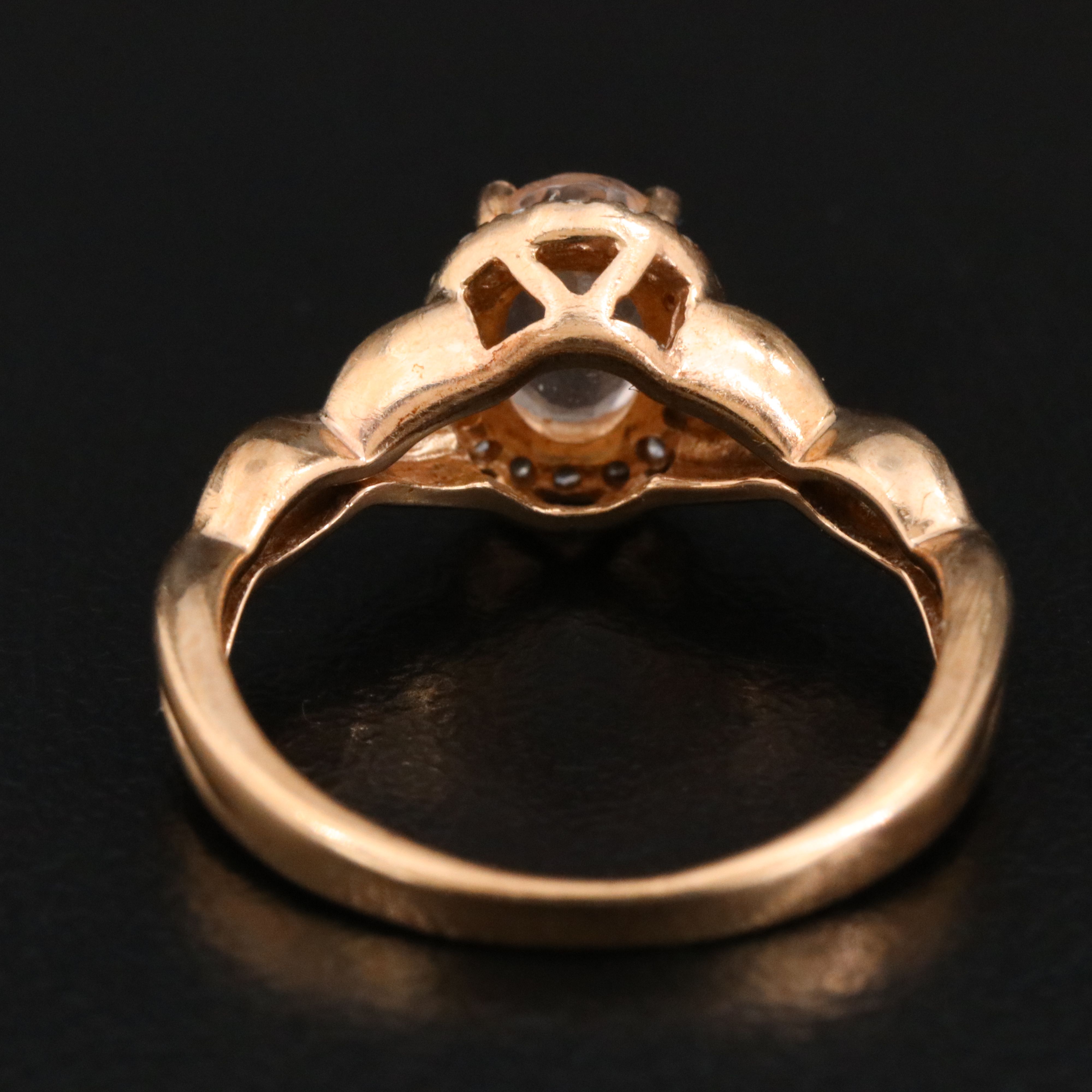 10K Rose Gold Morganite and Diamond Ring