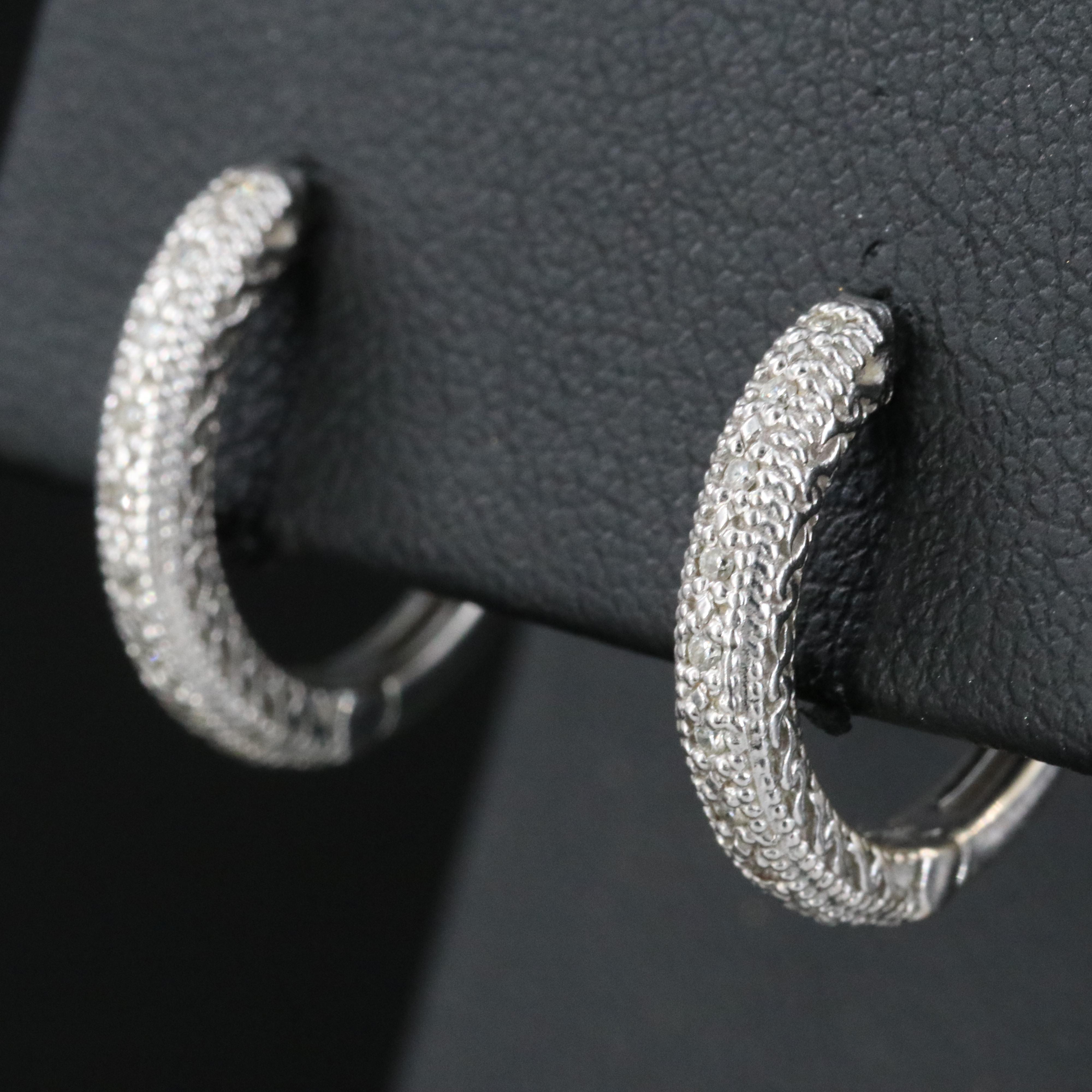 14K 0.12 CTW Huggie Hoop Earrings