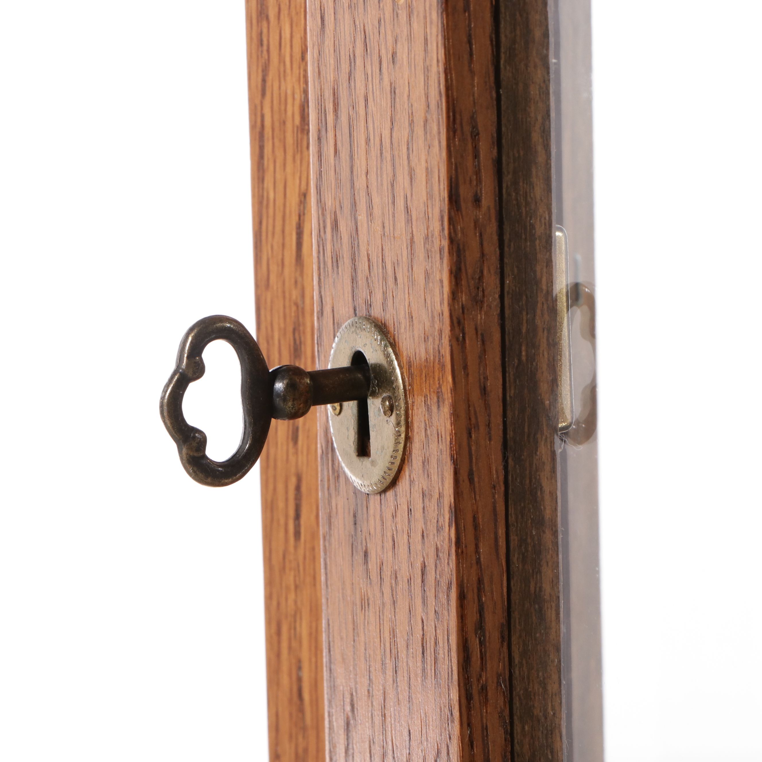 Edwardian Style Oak Illuminated Curio Cabinet