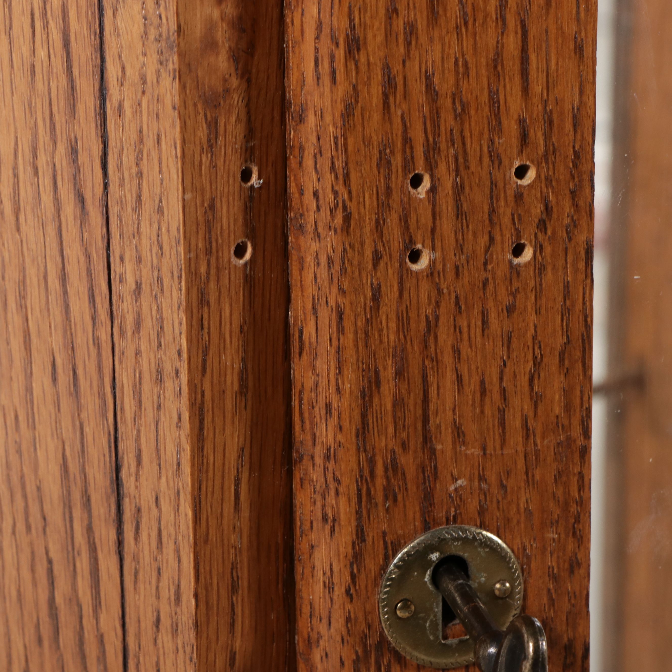 Edwardian Style Oak Illuminated Curio Cabinet