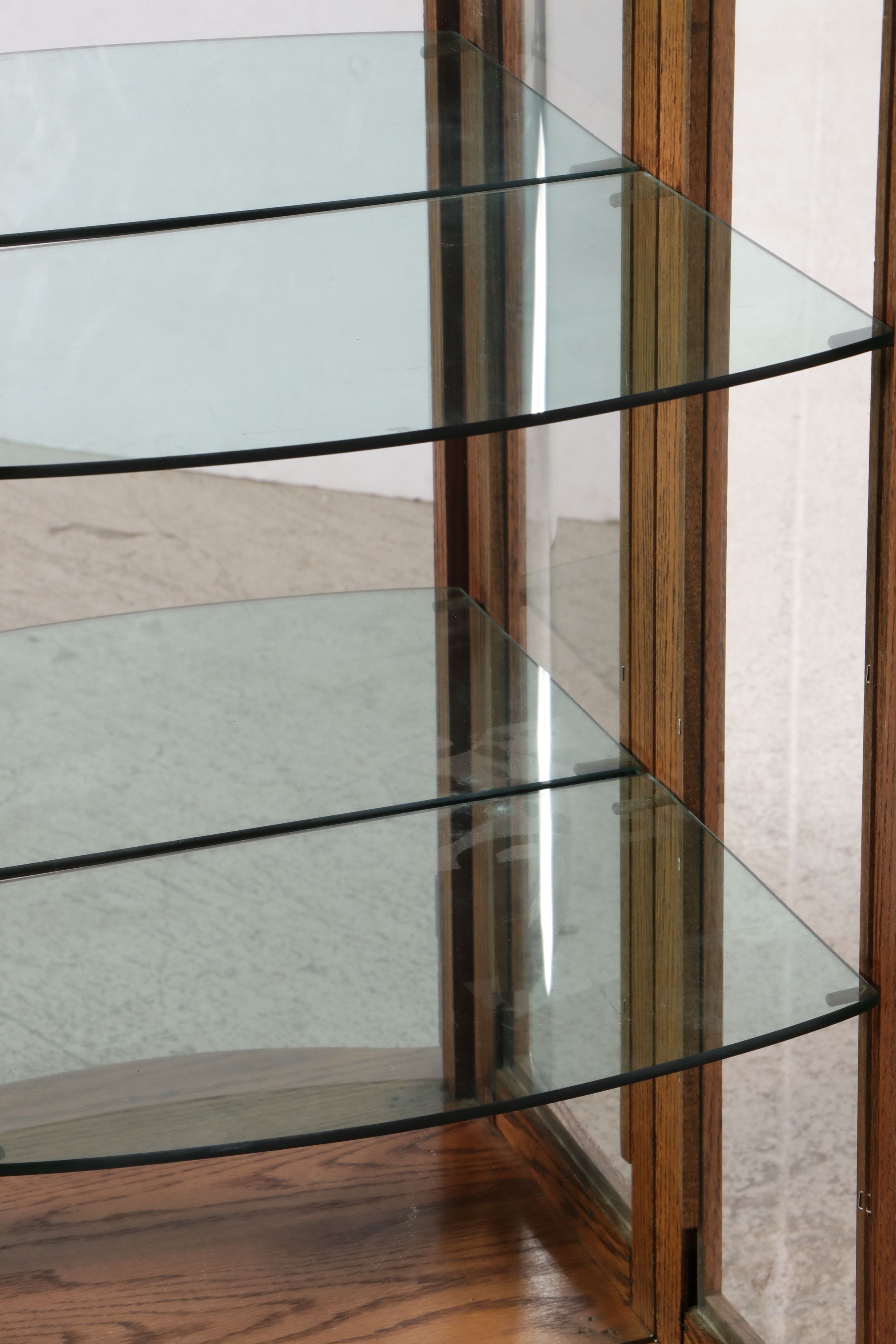 Edwardian Style Oak Illuminated Curio Cabinet