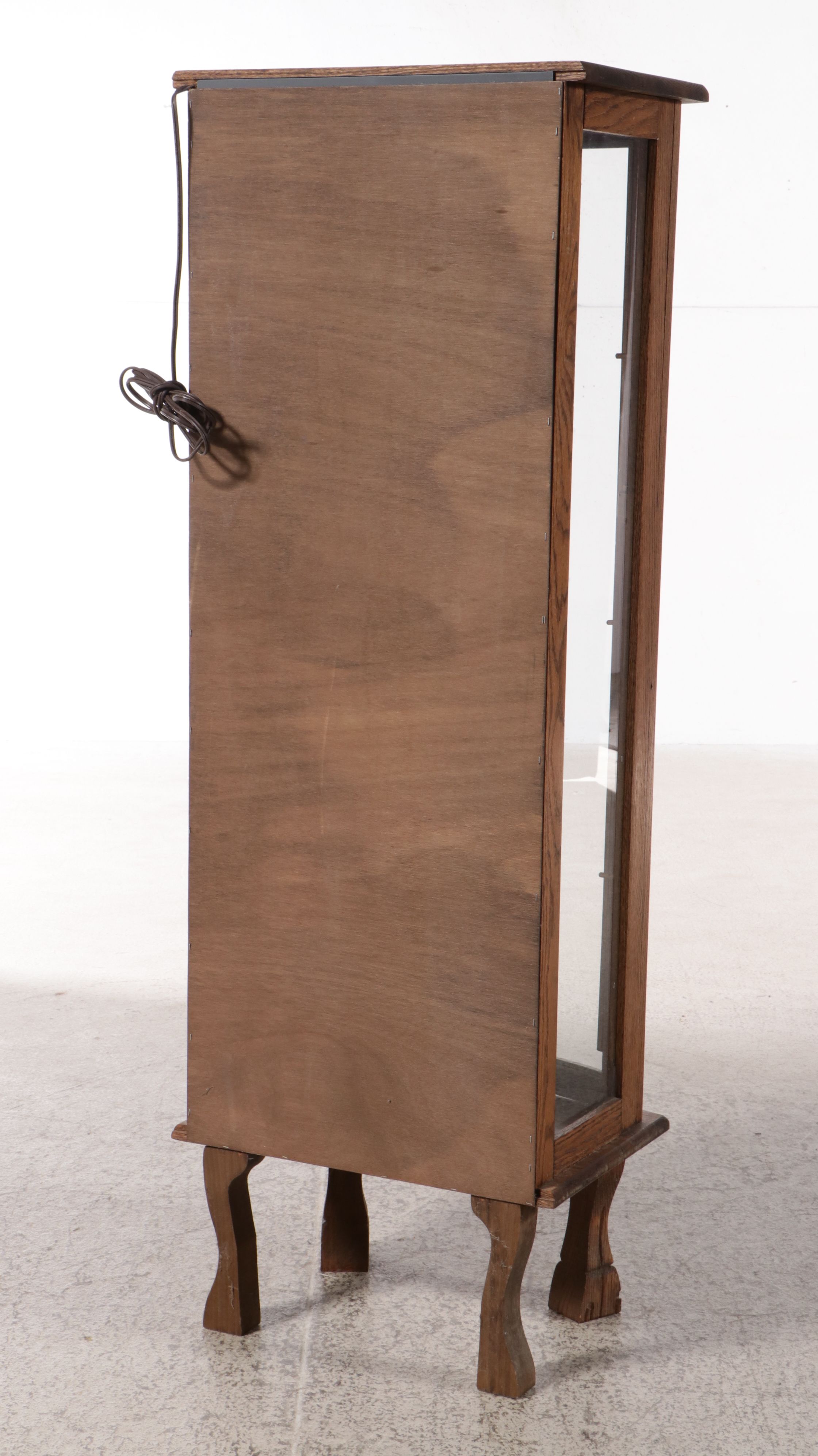 Edwardian Style Oak Illuminated Curio Cabinet