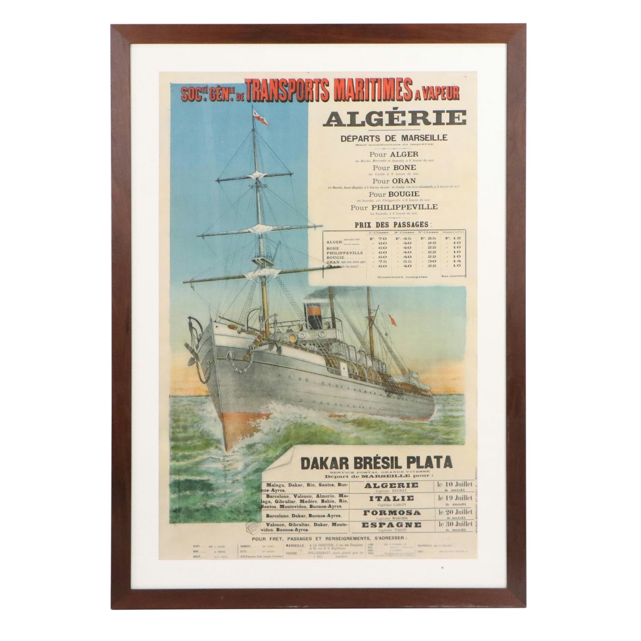 Société Générale de Transports Maritimes à Vapeur Lithograph Advertising Poster