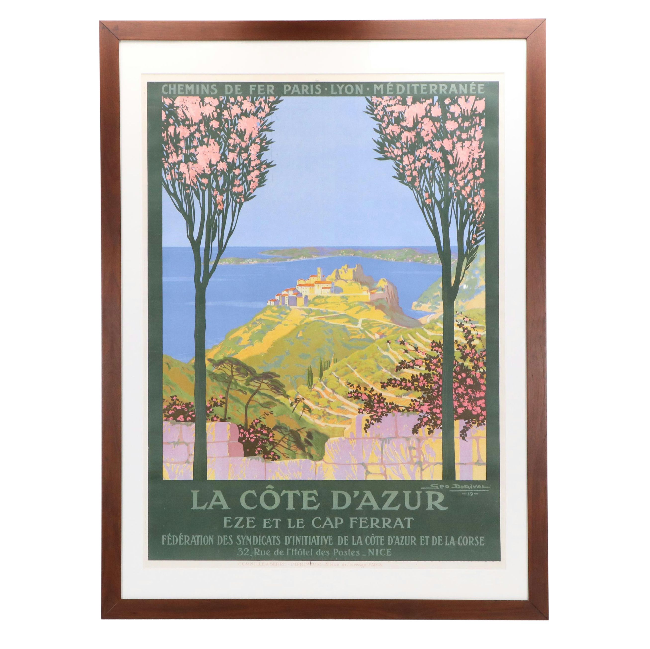 Géo Dorival PLM Railway Lithograph Poster "La Côte d'Azur," 1919