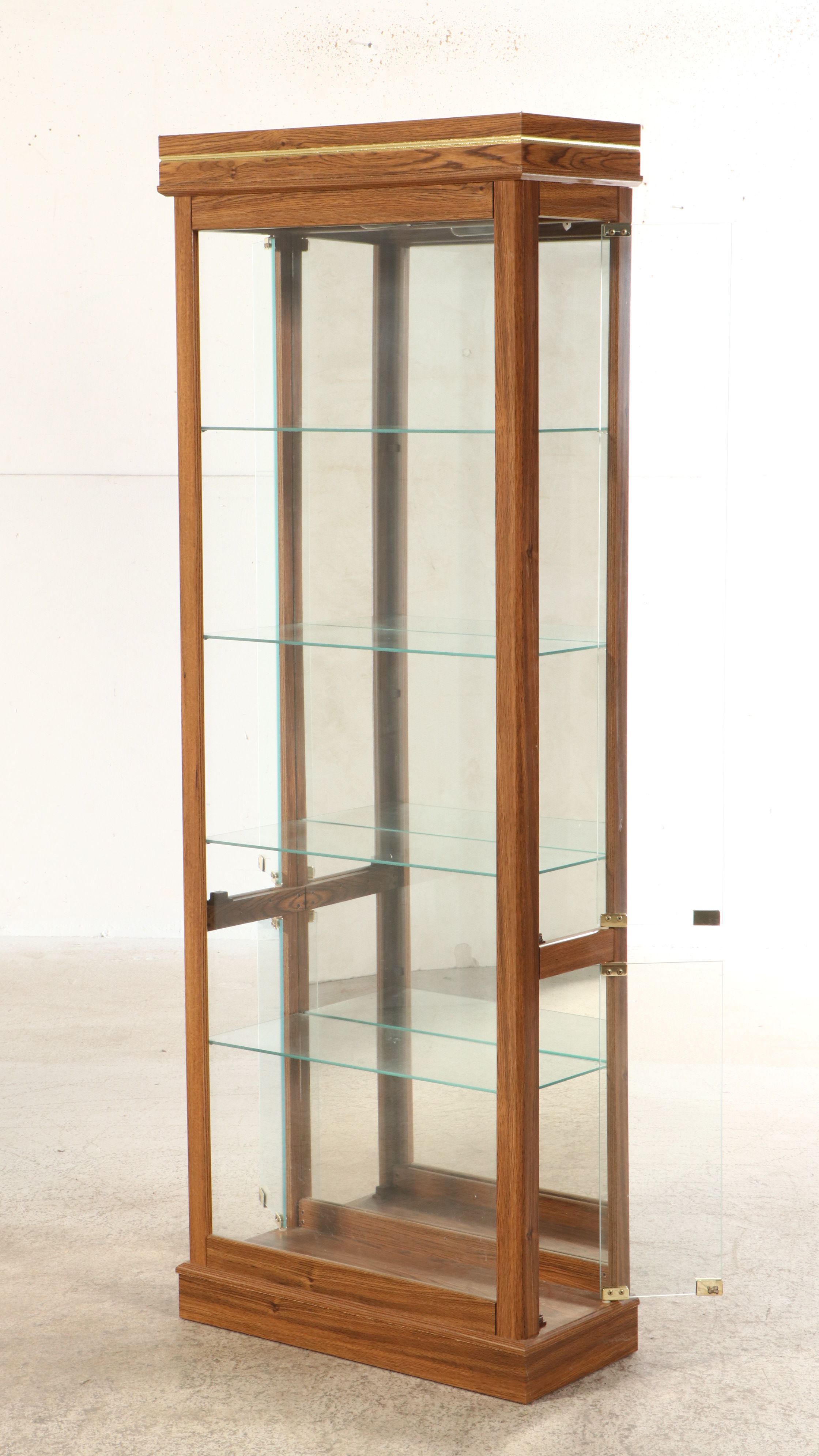 Oak Glass Front Illuminated Curio Cabinet