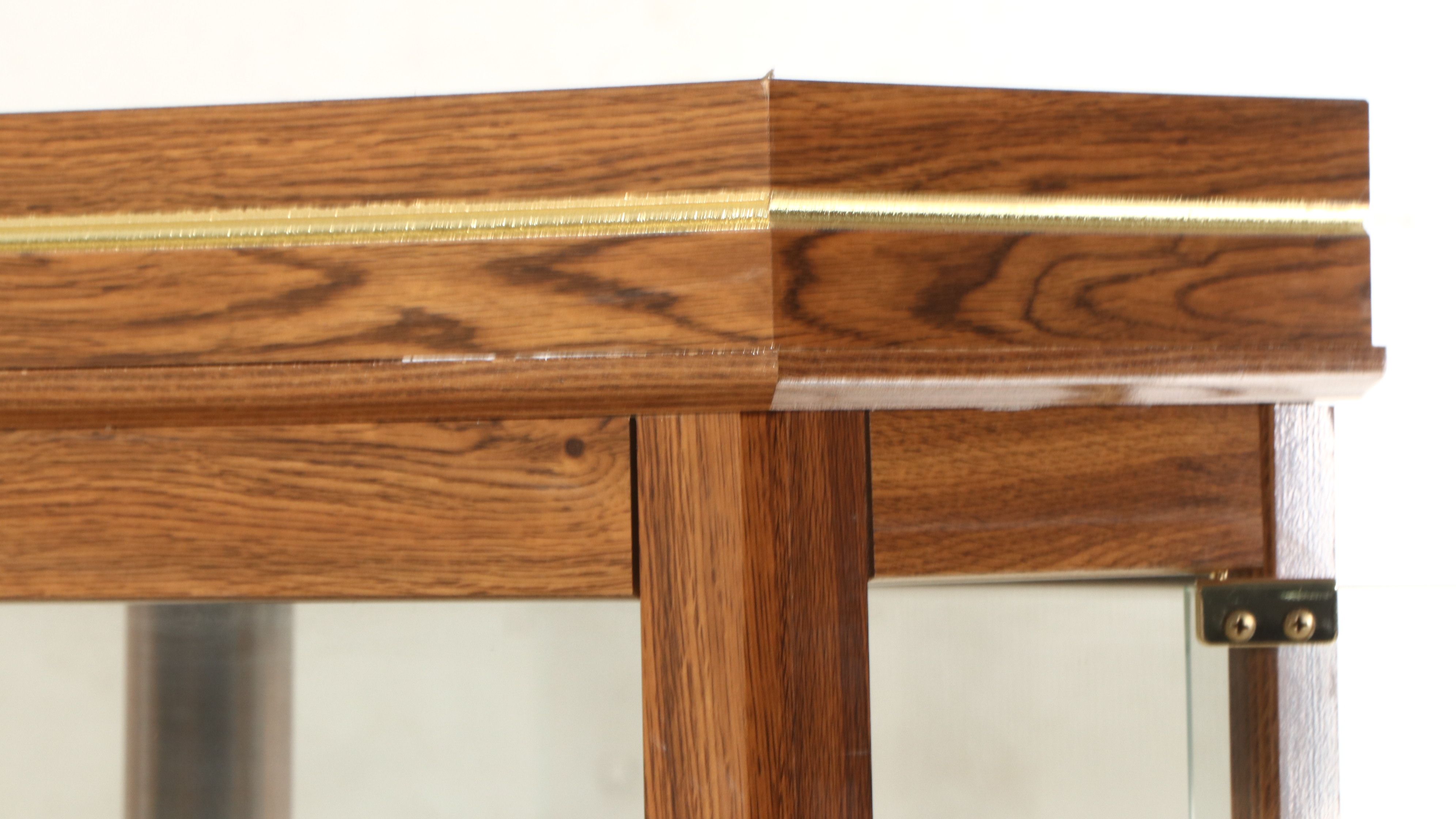 Oak Glass Front Illuminated Curio Cabinet