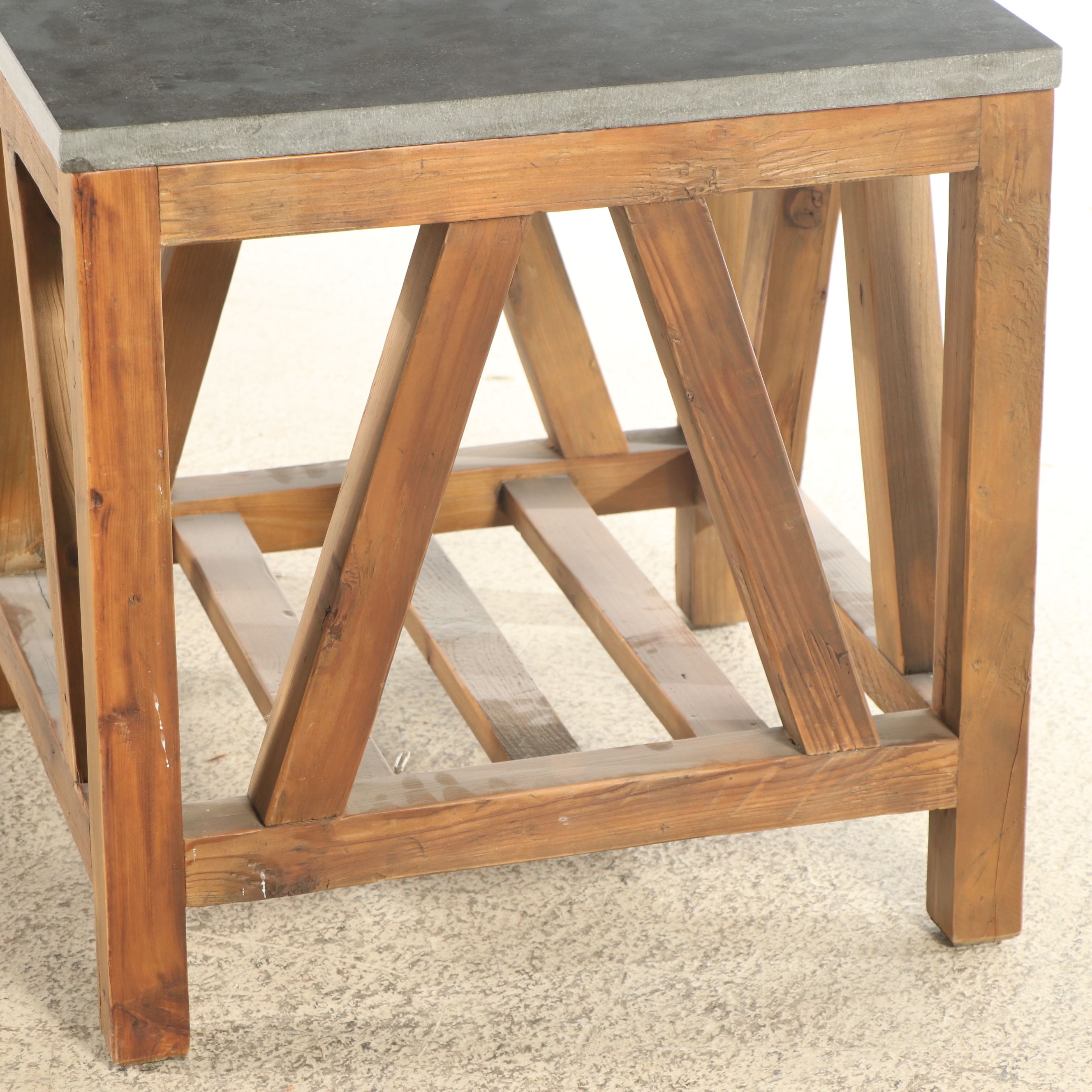 Arhaus Furniture Stone Top Reclaimed Pine End Table