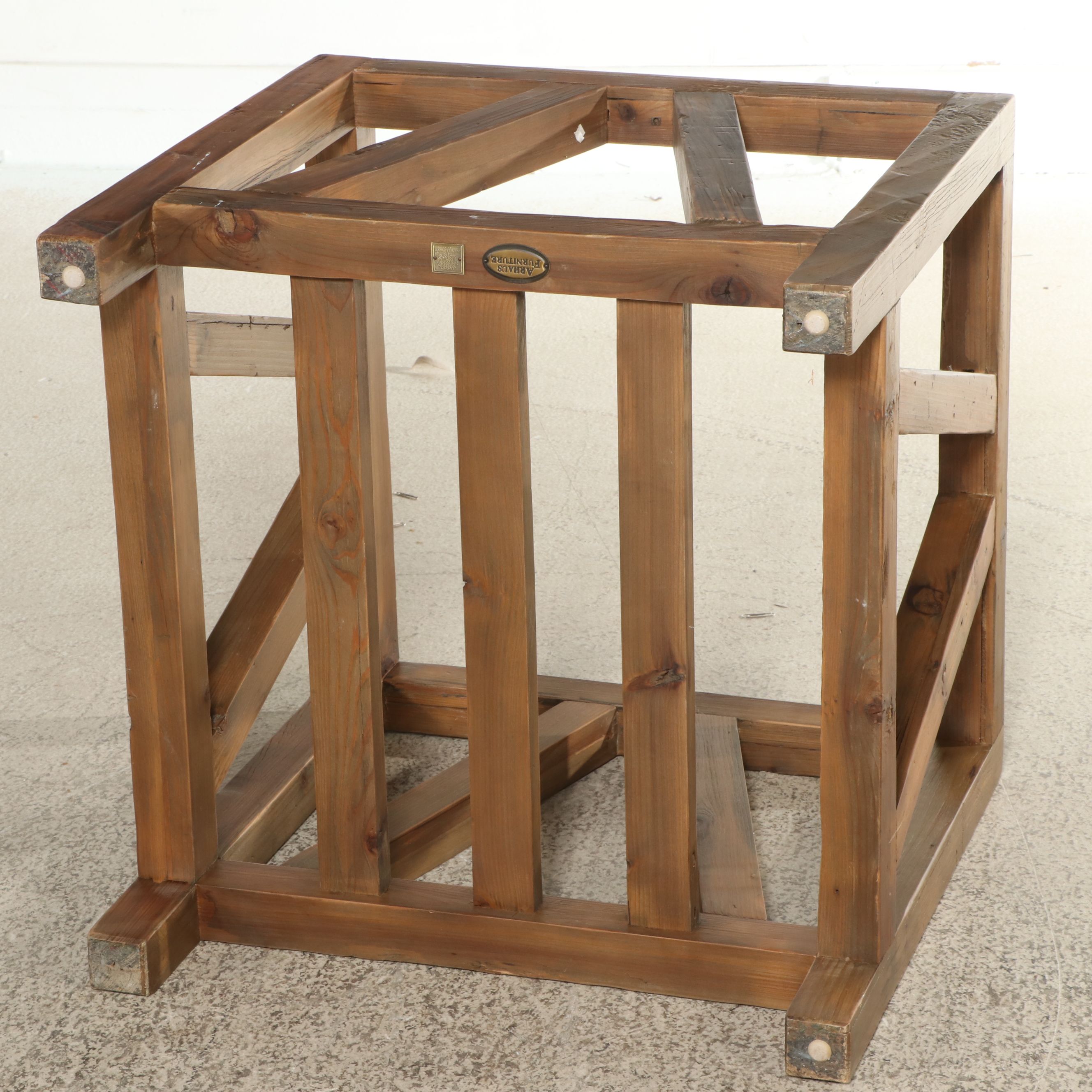 Arhaus Furniture Stone Top Reclaimed Pine End Table