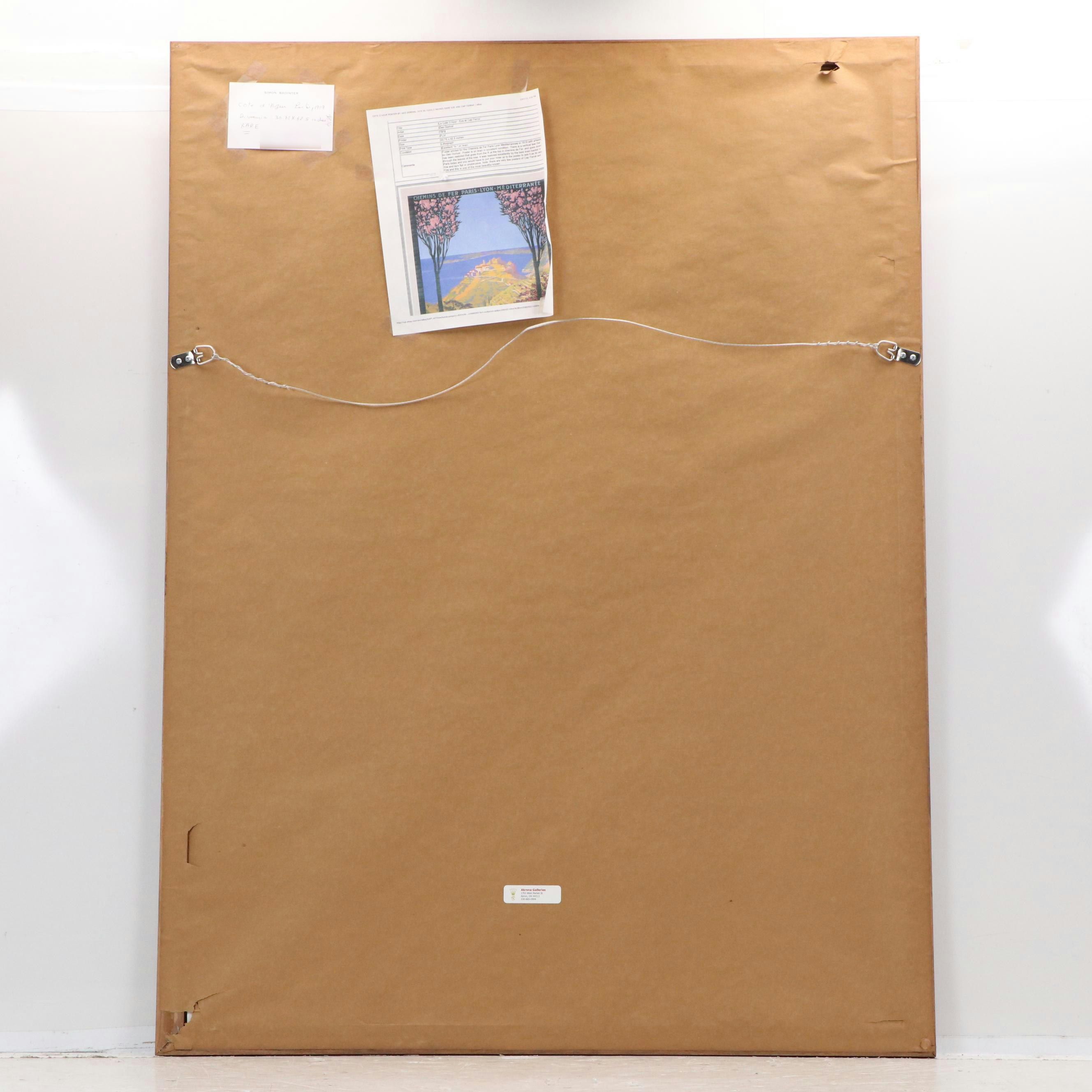 Géo Dorival PLM Railway Lithograph Poster "La Côte d'Azur," 1919