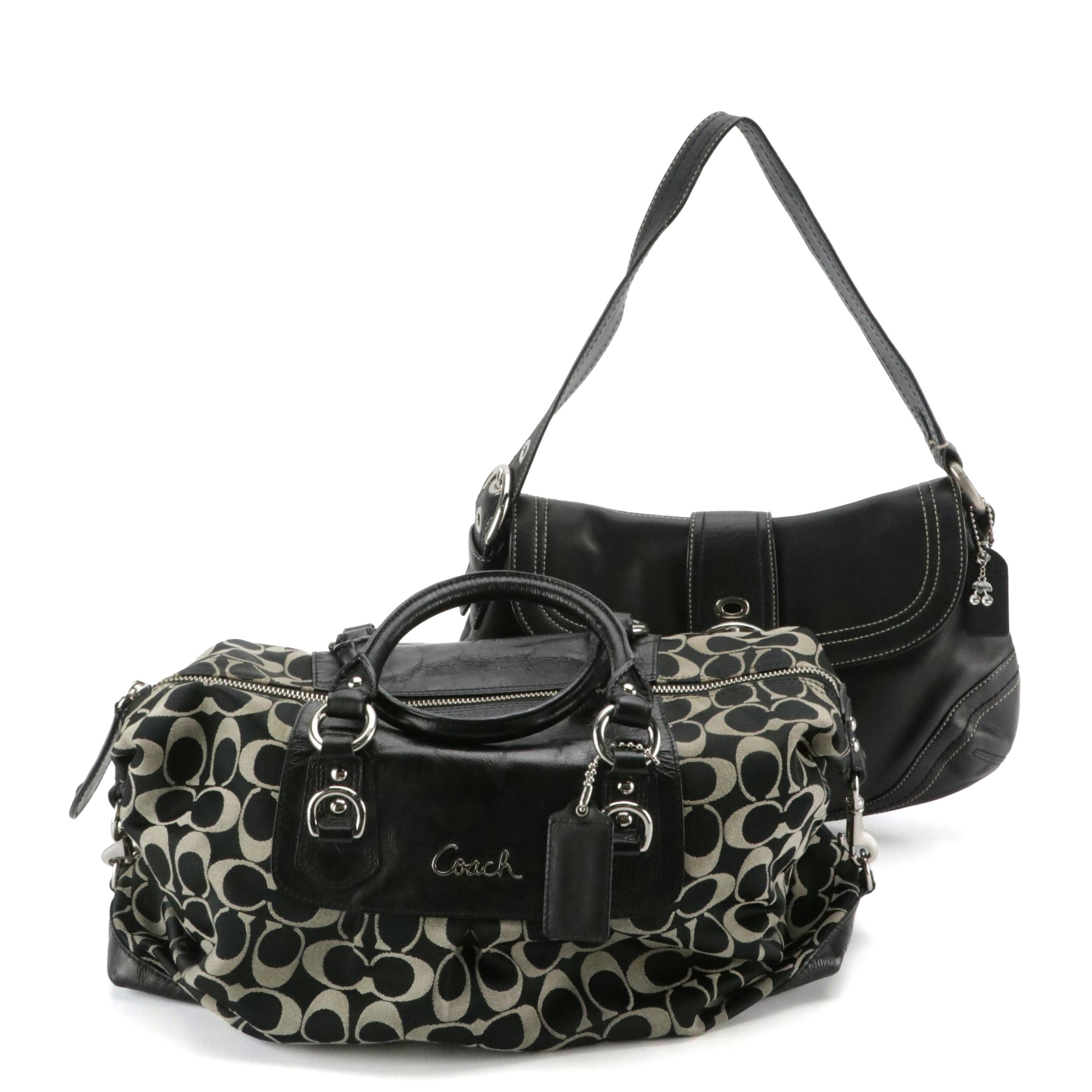 Coach Ashley Large Stachel in Black and Cream and Soho in Black Leather