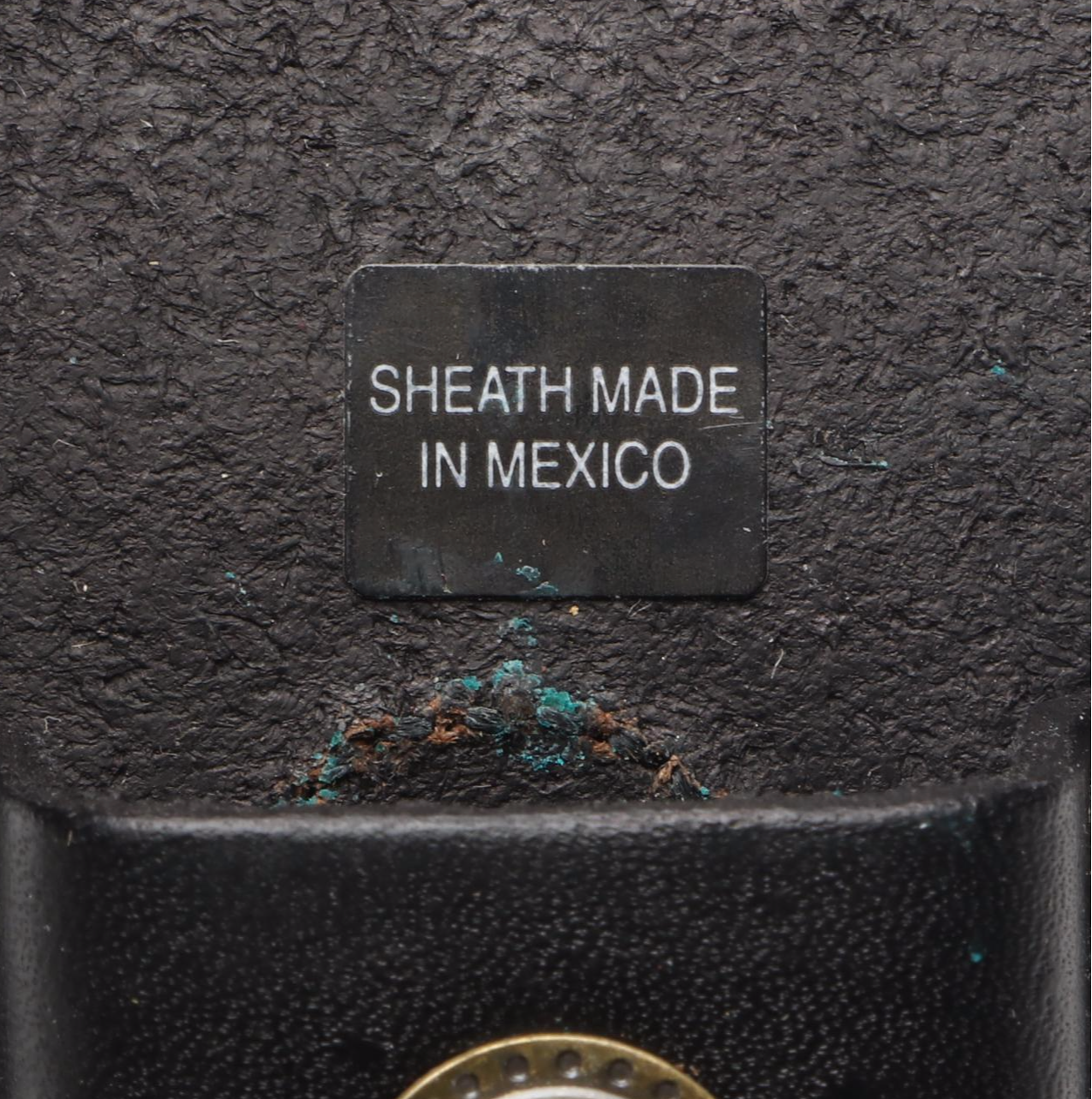 Boker Damascus Steel and Stone Handled Folding Knife in Leather Scabbard