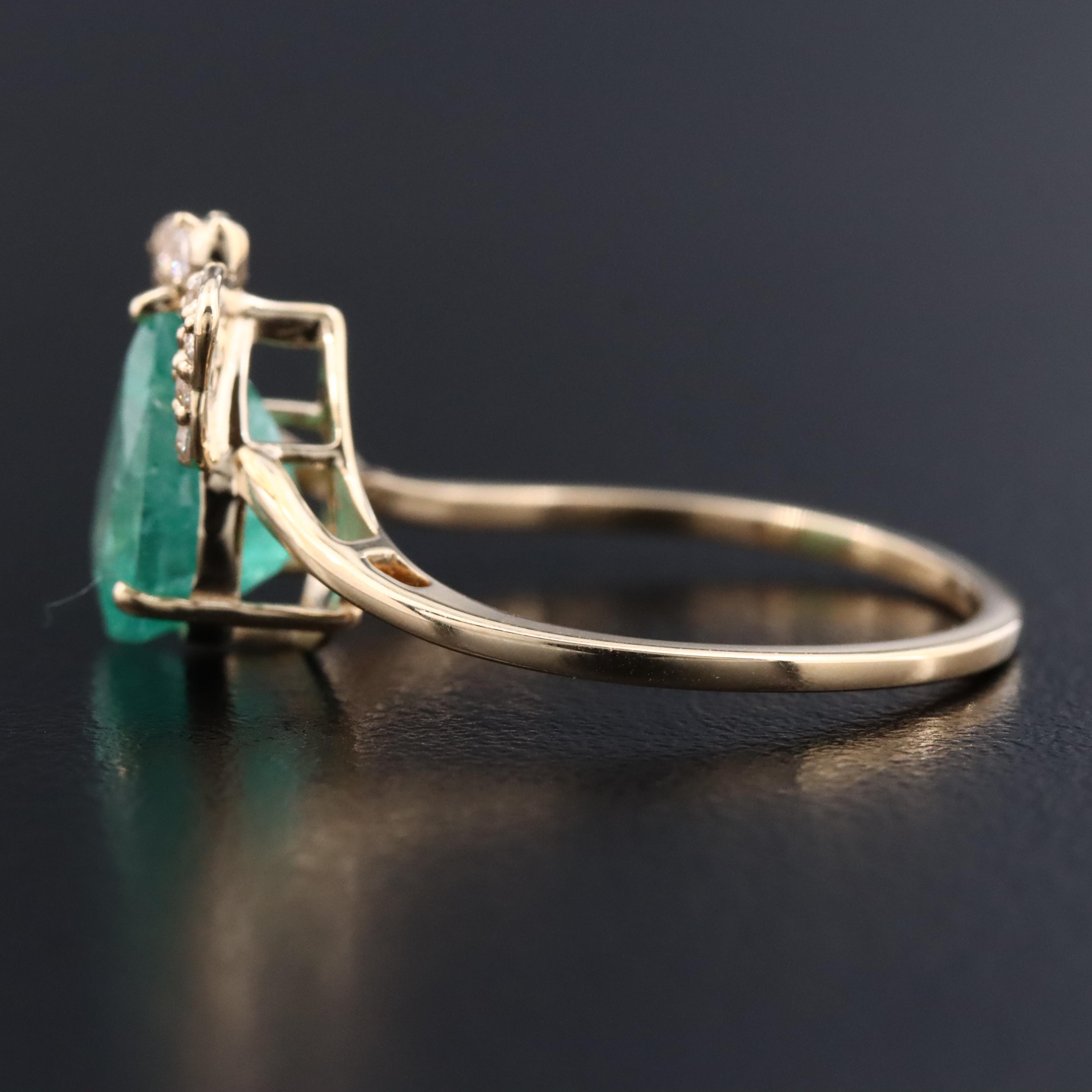 14K Emerald and White Sapphire Ring