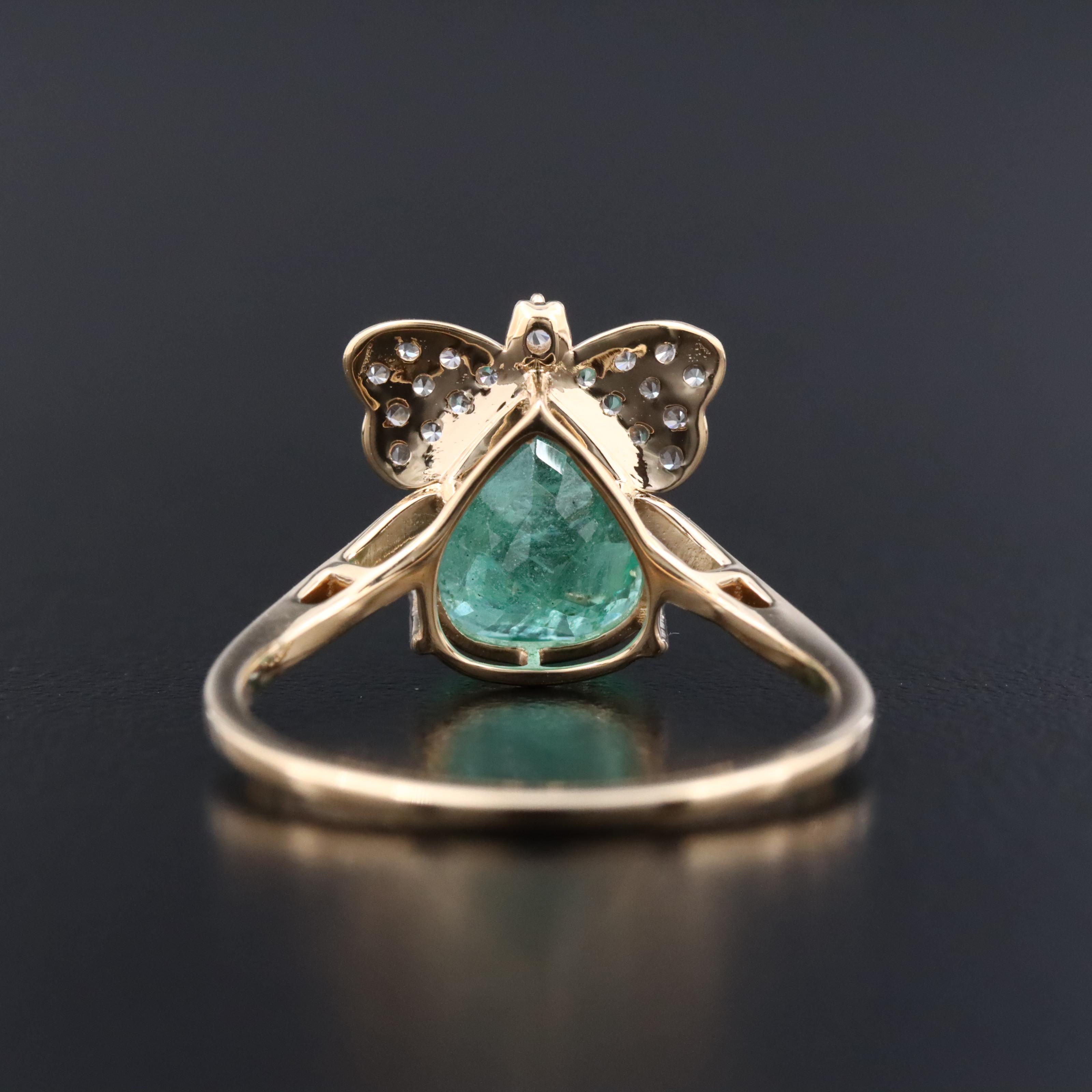 14K Emerald and White Sapphire Ring