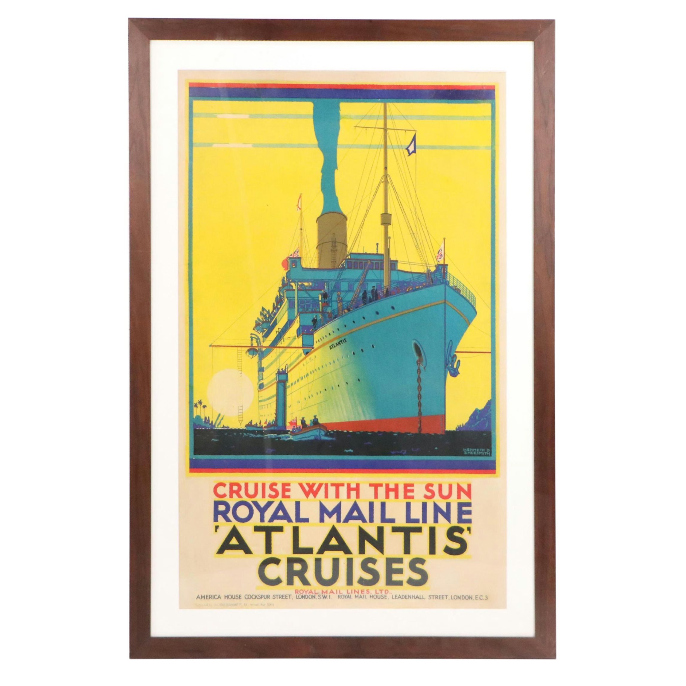 Royal Mail Line Atlantic Cruises Lithograph Poster