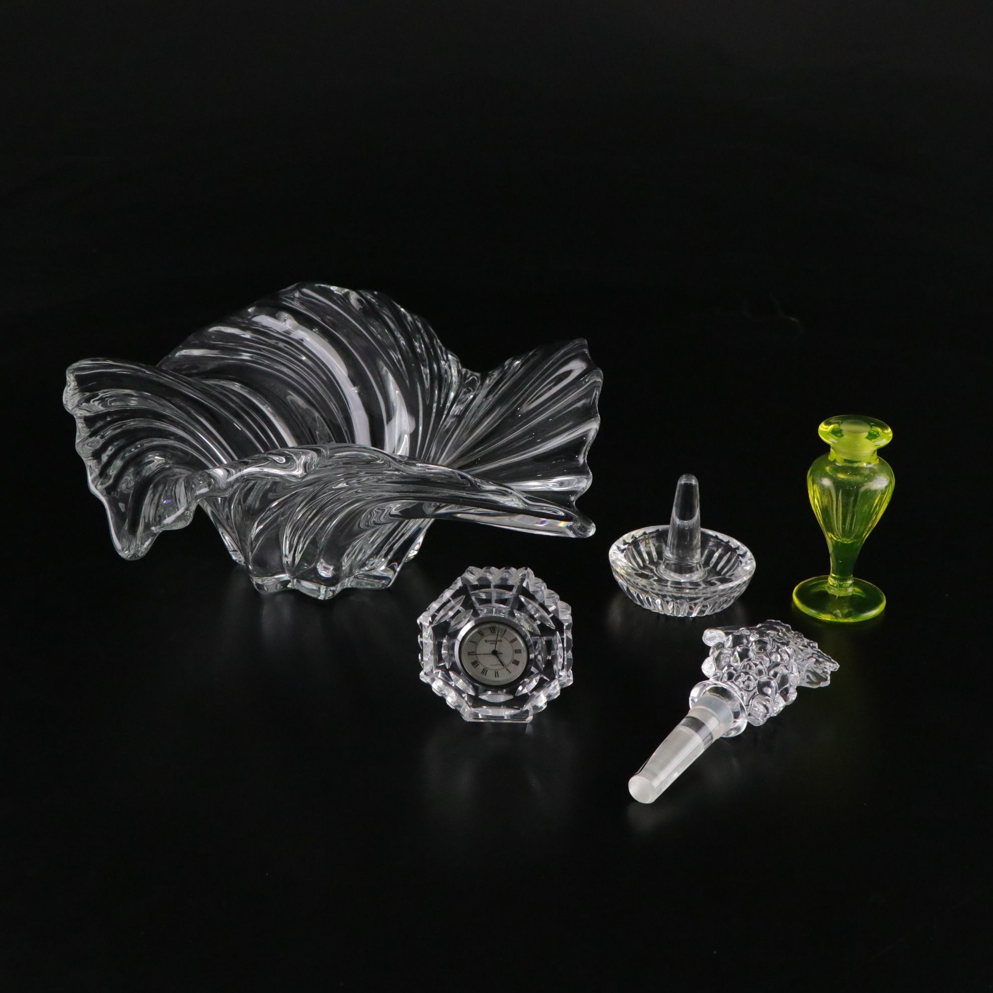 Waterford Crystal Quartz Desk Clock, Mikasa Swirl Crystal Bowl & More