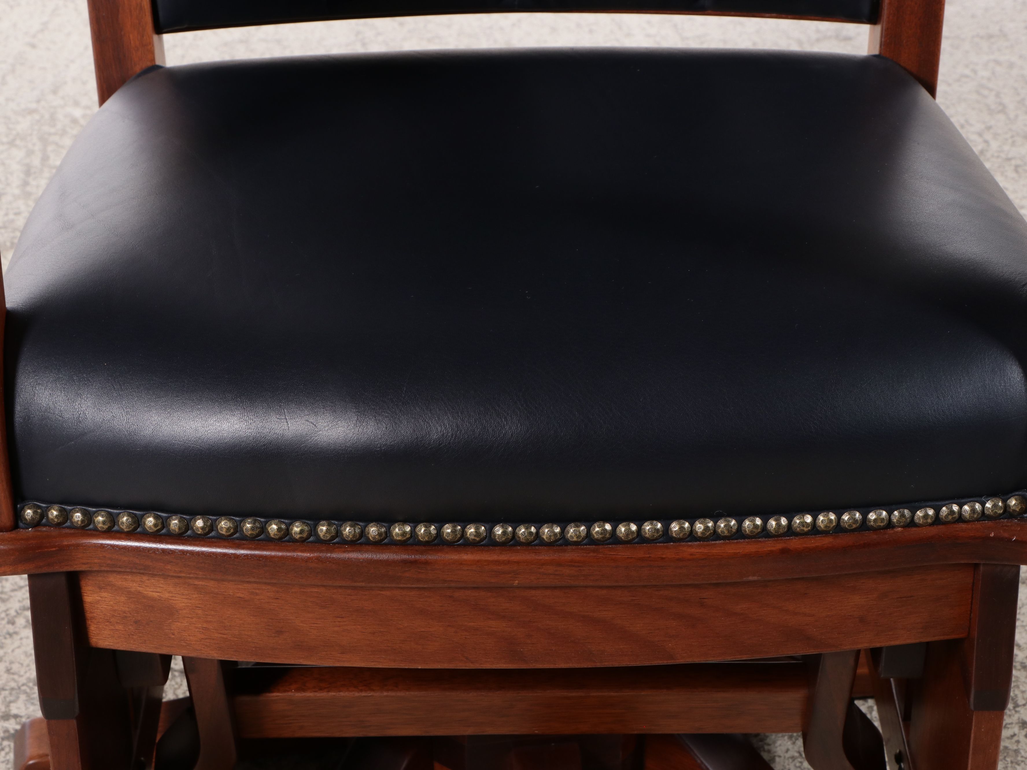 Buckeye Rocker Craftsman Style Bench-Made Walnut and Leather Swivel Glider Chair