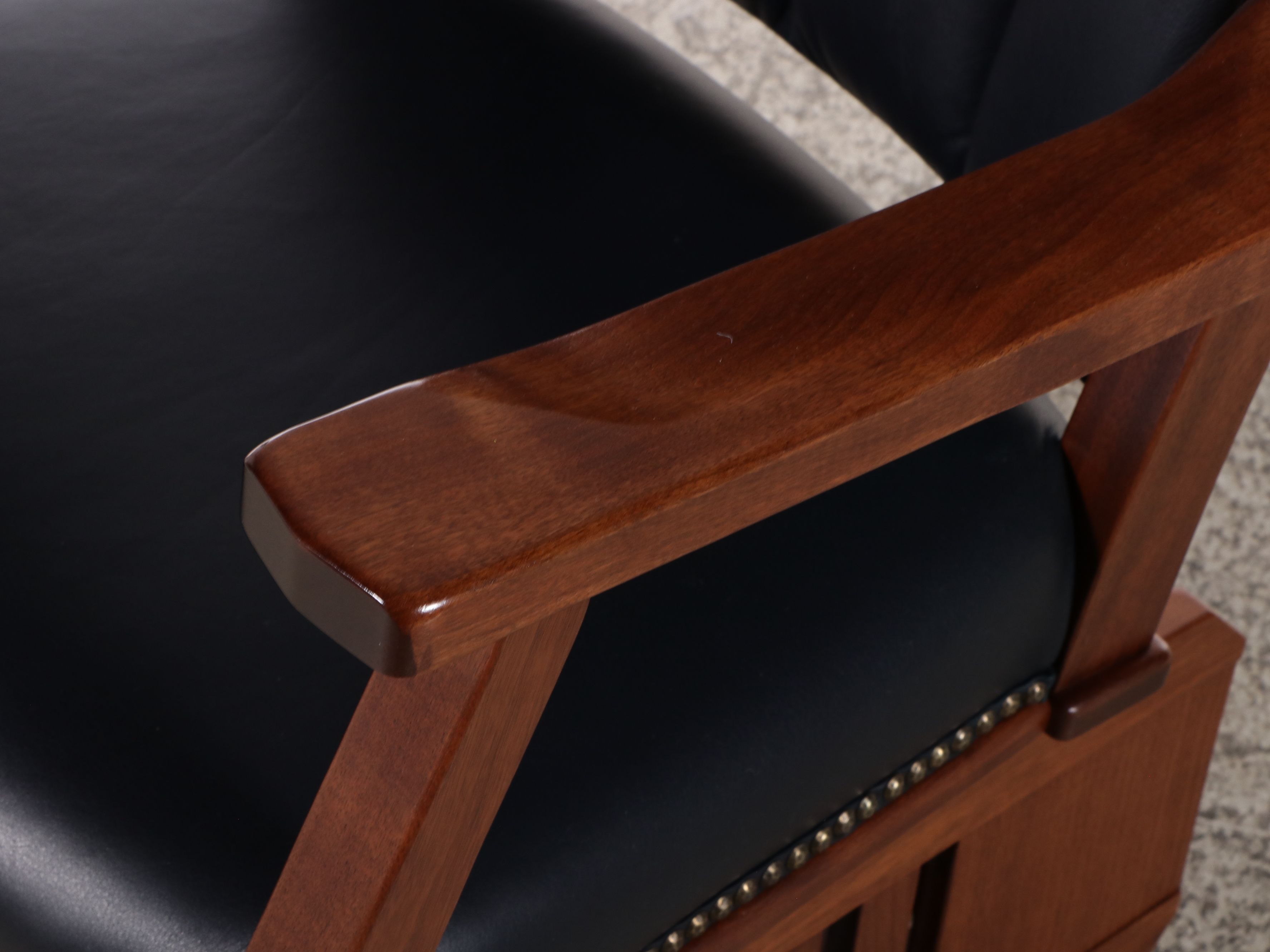 Buckeye Rocker Craftsman Style Bench-Made Walnut and Leather Swivel Glider Chair