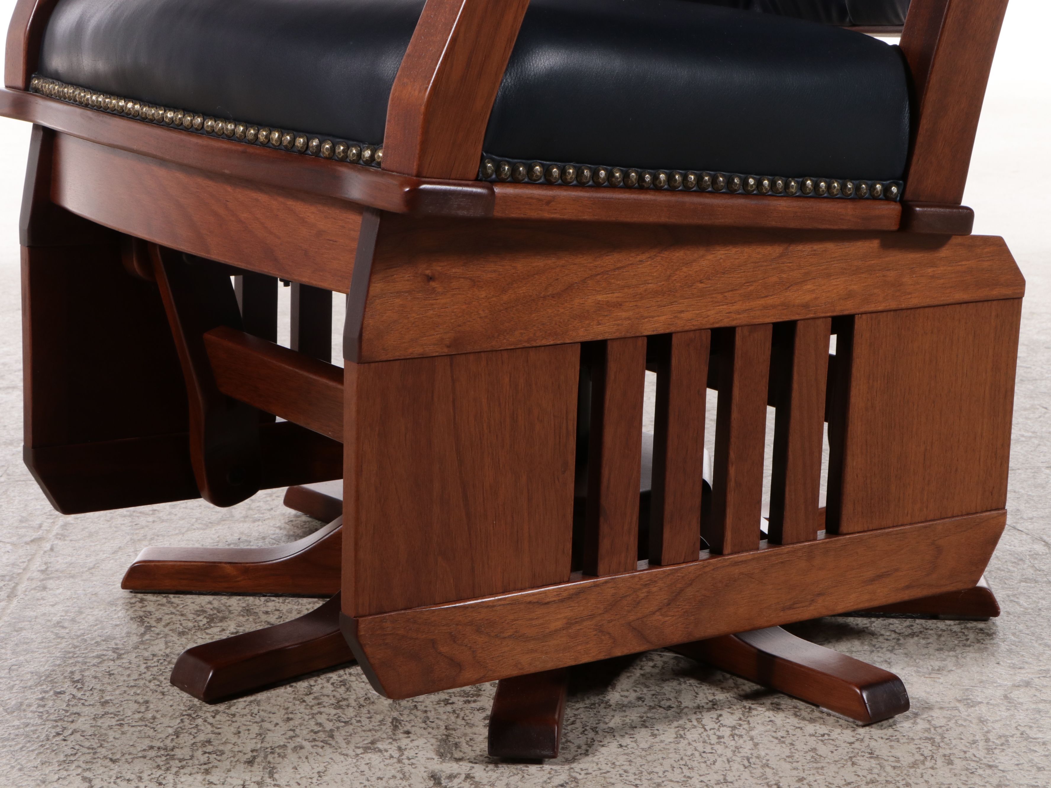 Buckeye Rocker Craftsman Style Bench-Made Walnut and Leather Swivel Glider Chair