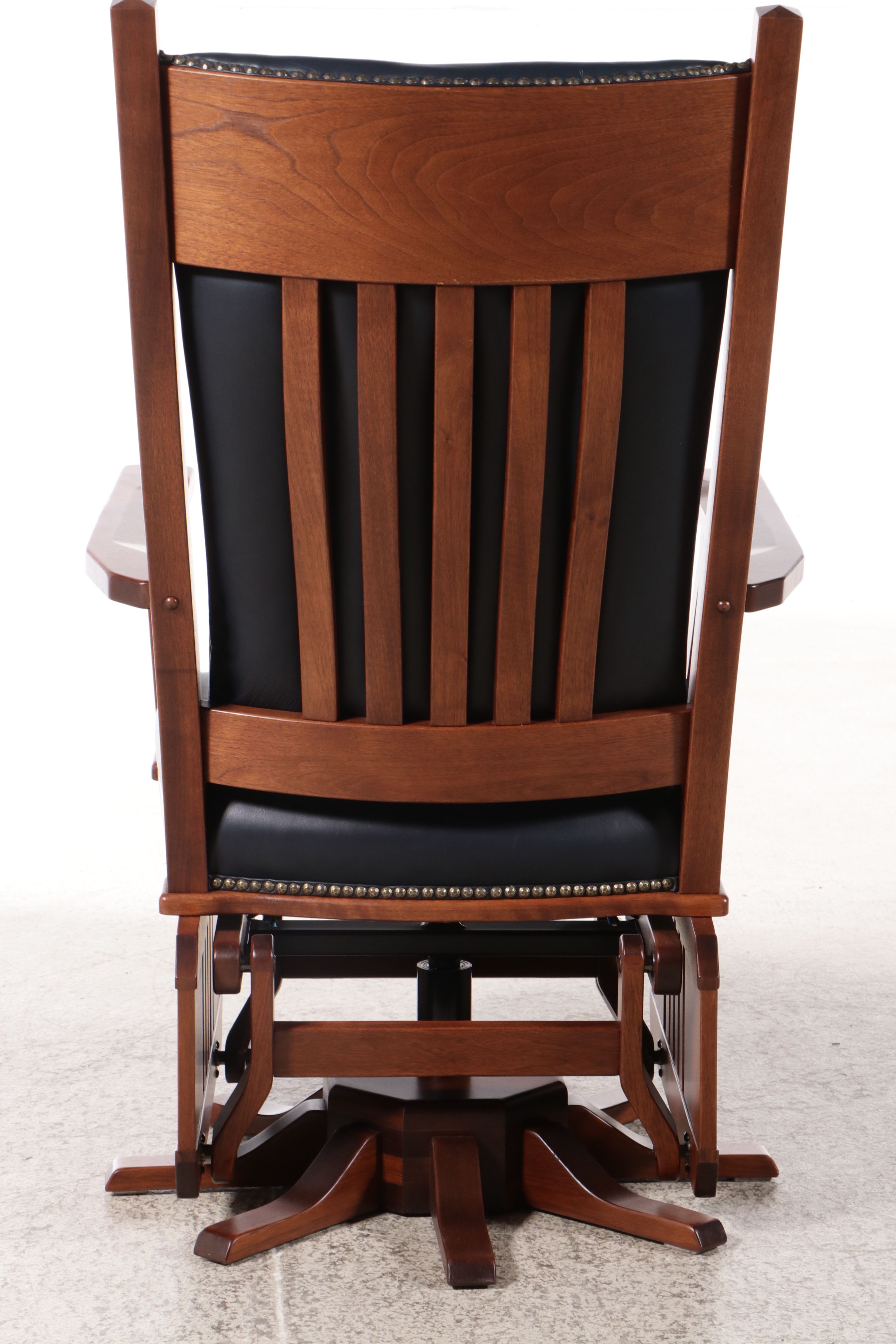 Buckeye Rocker Craftsman Style Bench-Made Walnut and Leather Swivel Glider Chair