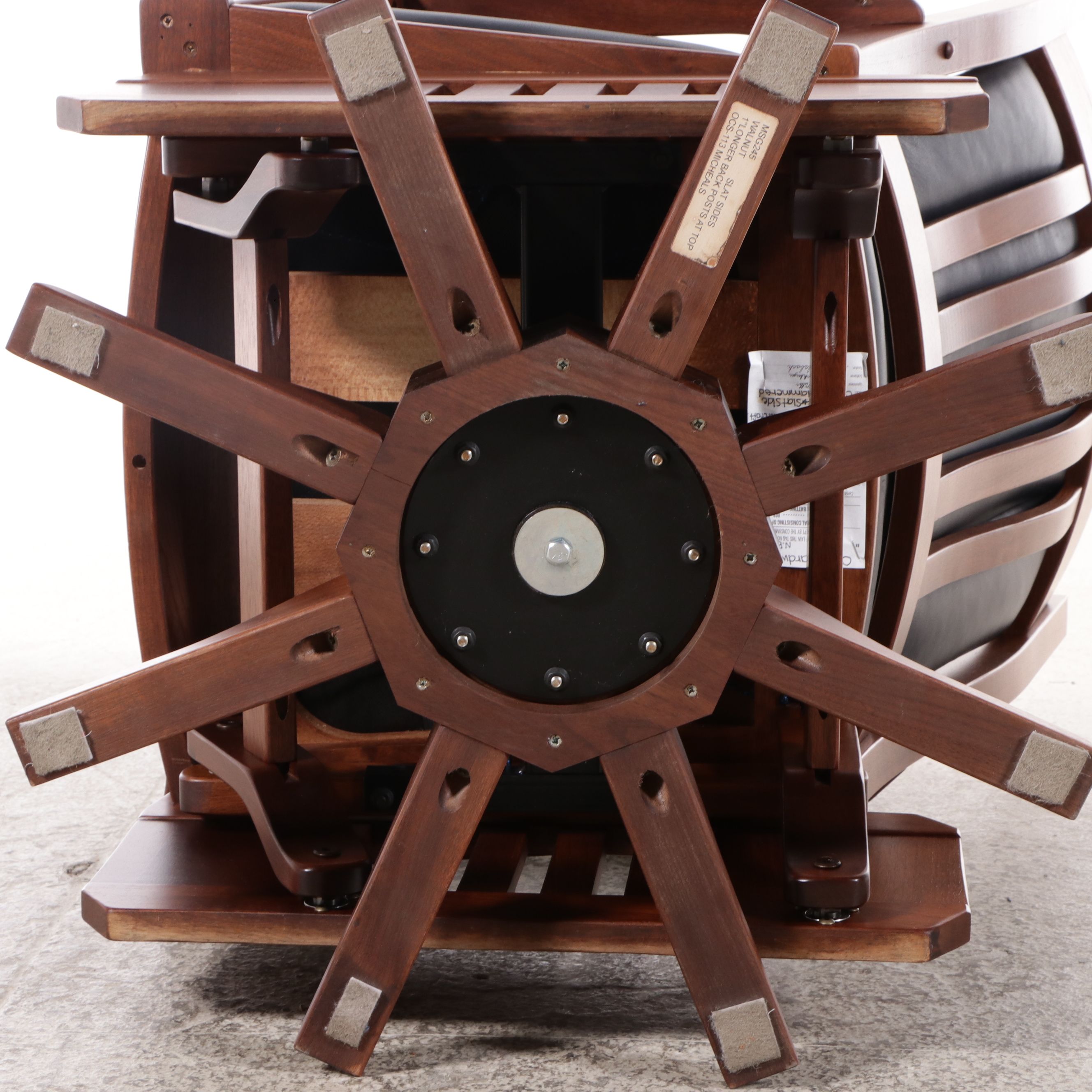 Buckeye Rocker Craftsman Style Bench-Made Walnut and Leather Swivel Glider Chair