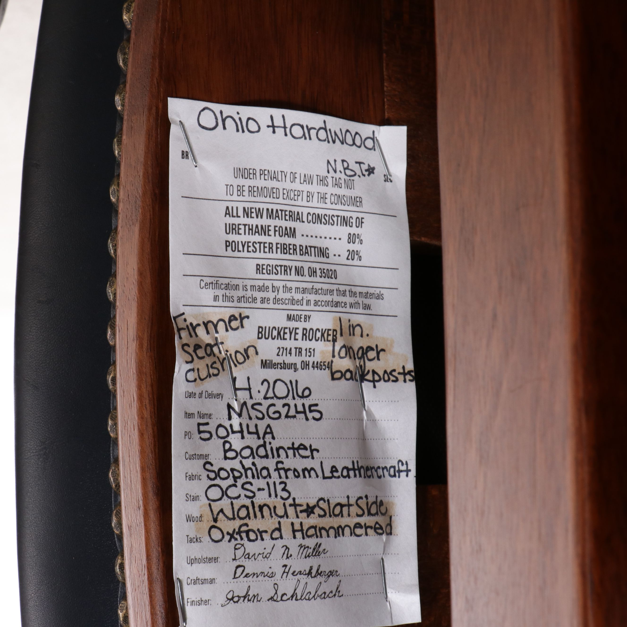 Buckeye Rocker Craftsman Style Bench-Made Walnut and Leather Swivel Glider Chair