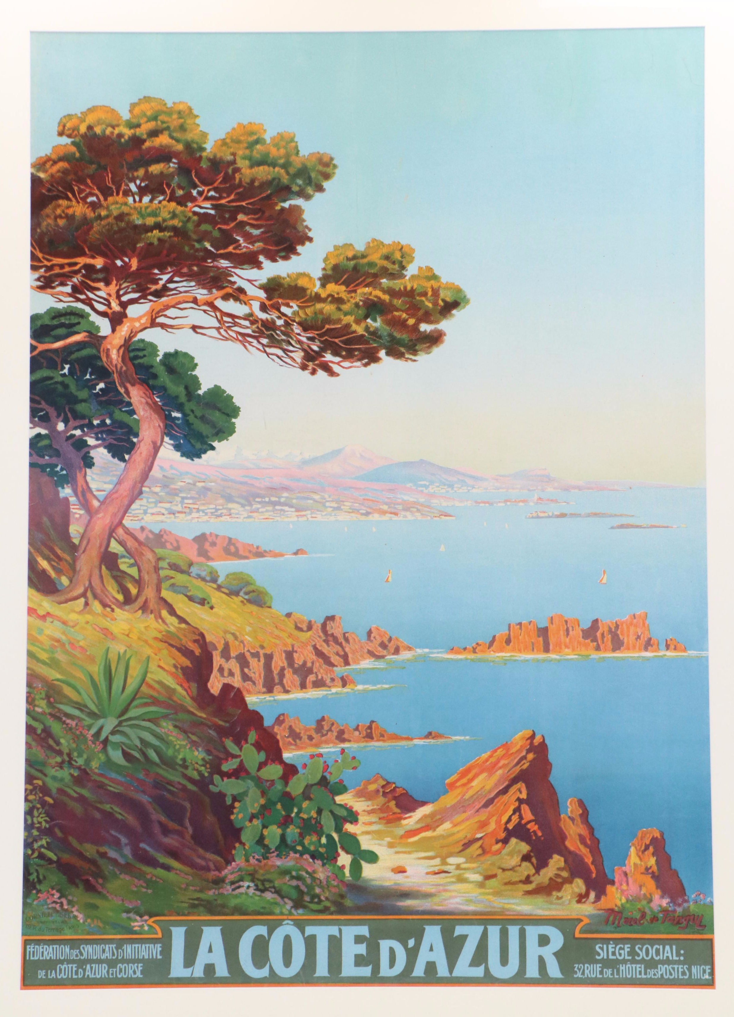 Adelin Charles Morel De Tanguy Travel Poster "La Côte d'Azur," Circa 1930