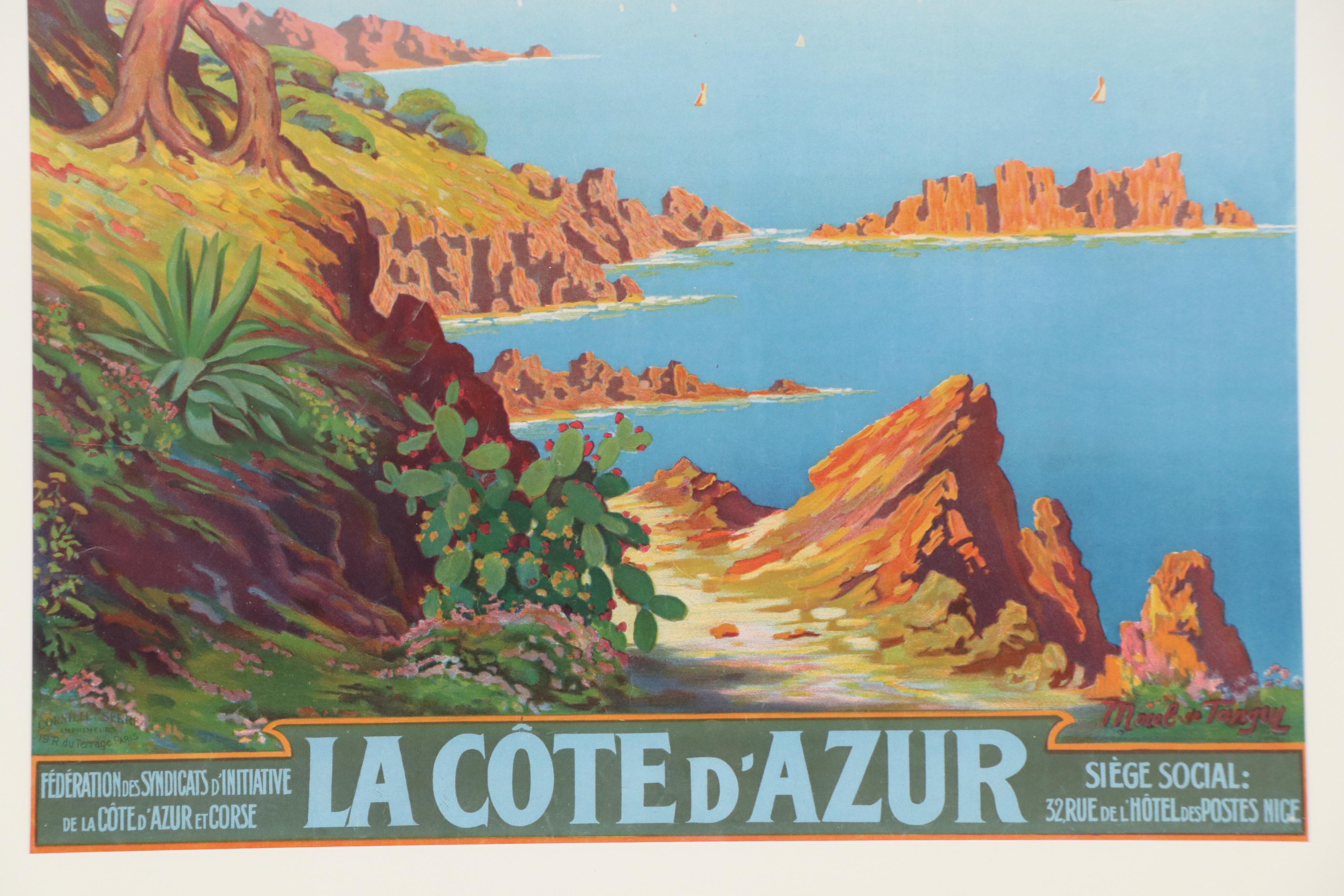 Adelin Charles Morel De Tanguy Travel Poster "La Côte d'Azur," Circa 1930