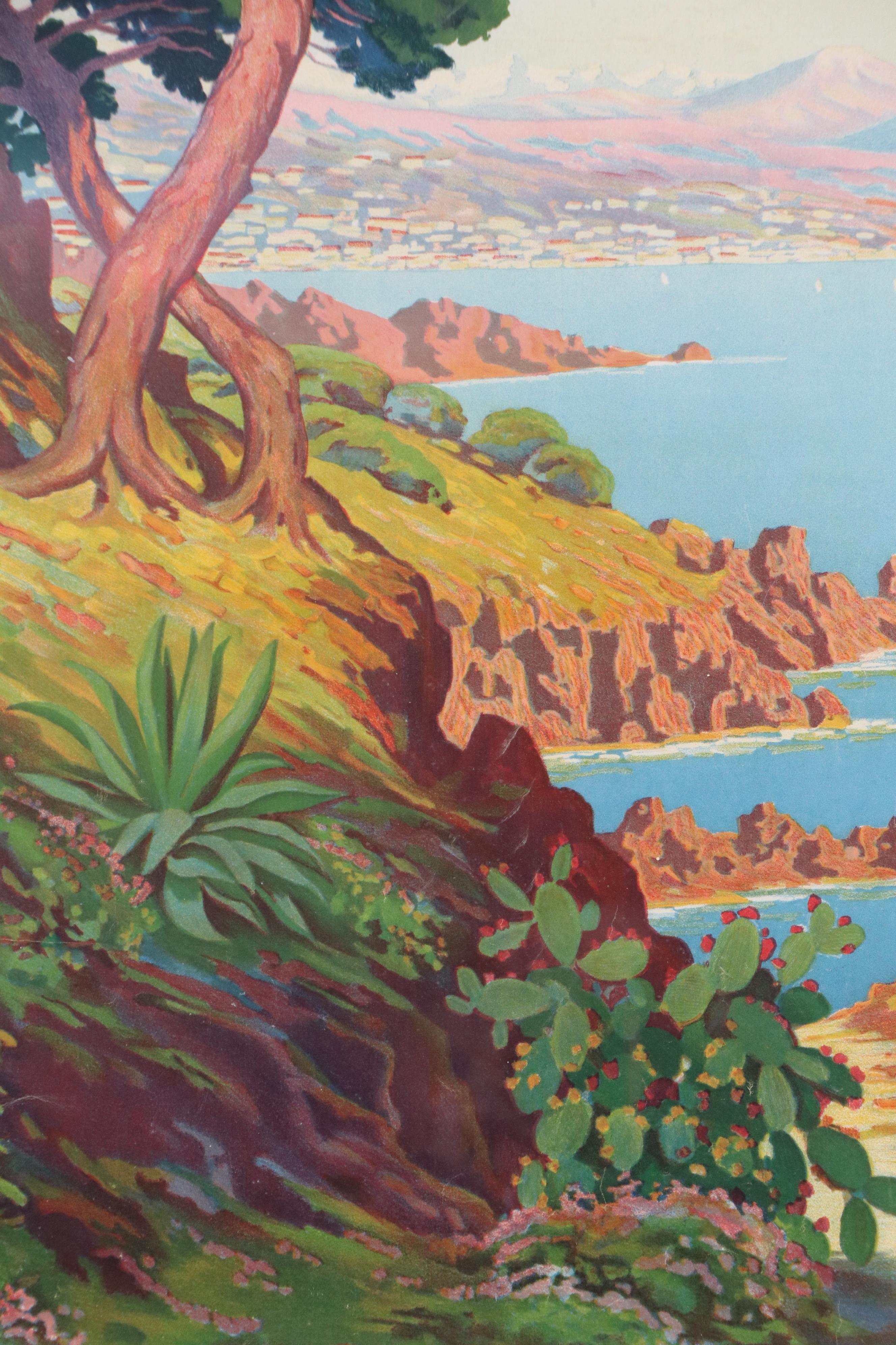 Adelin Charles Morel De Tanguy Travel Poster "La Côte d'Azur," Circa 1930