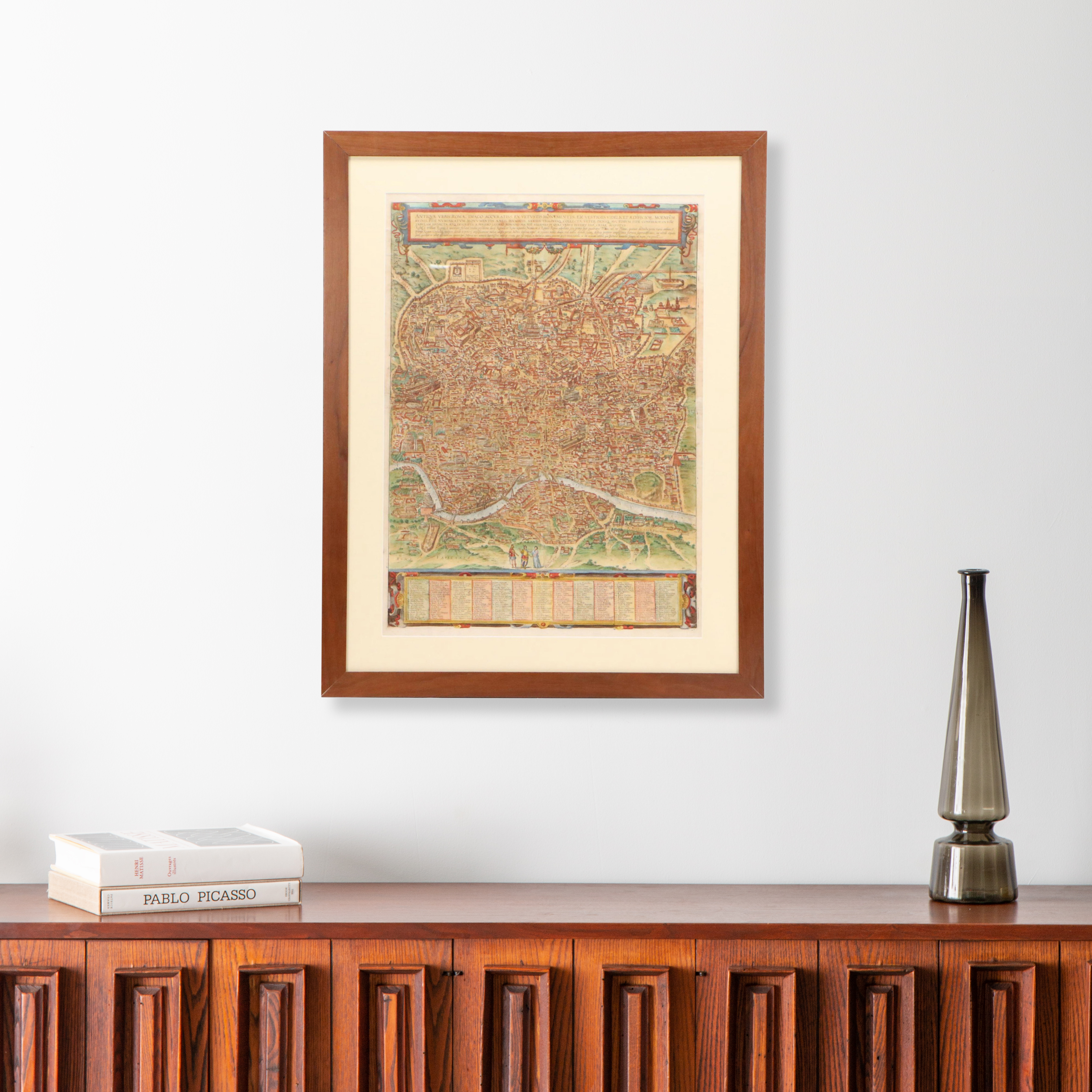 Braun & Hogenberg Hand-Colored Map Engraving of Ancient Rome, 1588