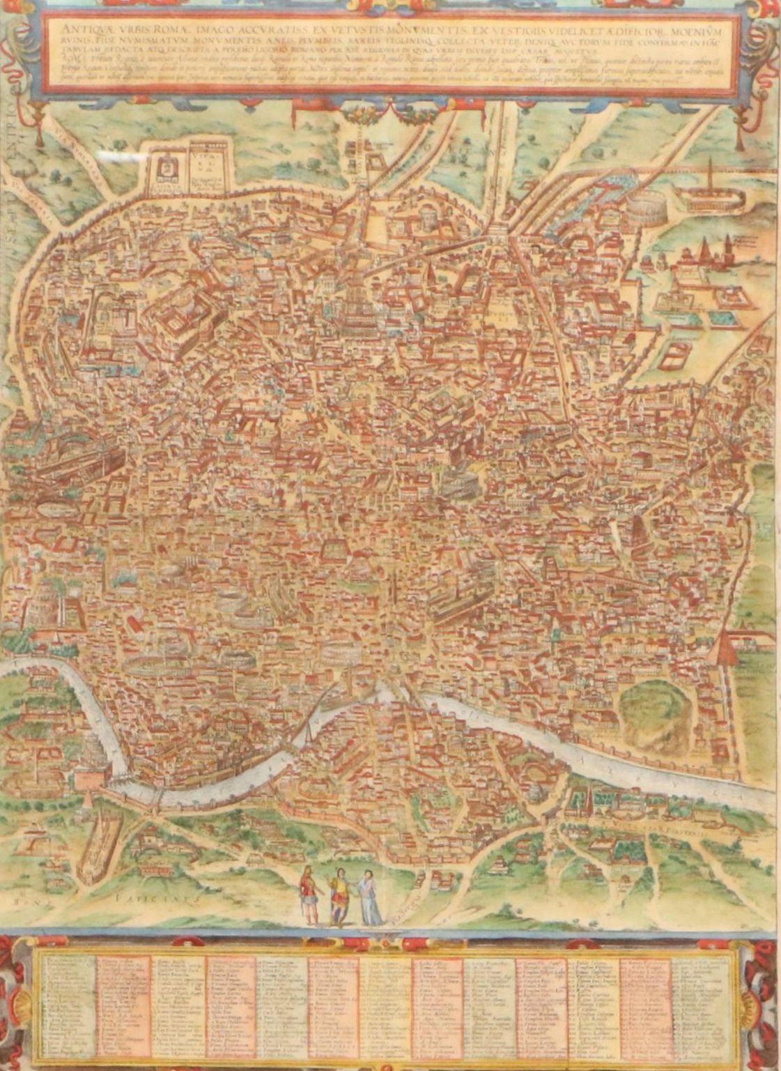 Braun & Hogenberg Hand-Colored Map Engraving of Ancient Rome, 1588