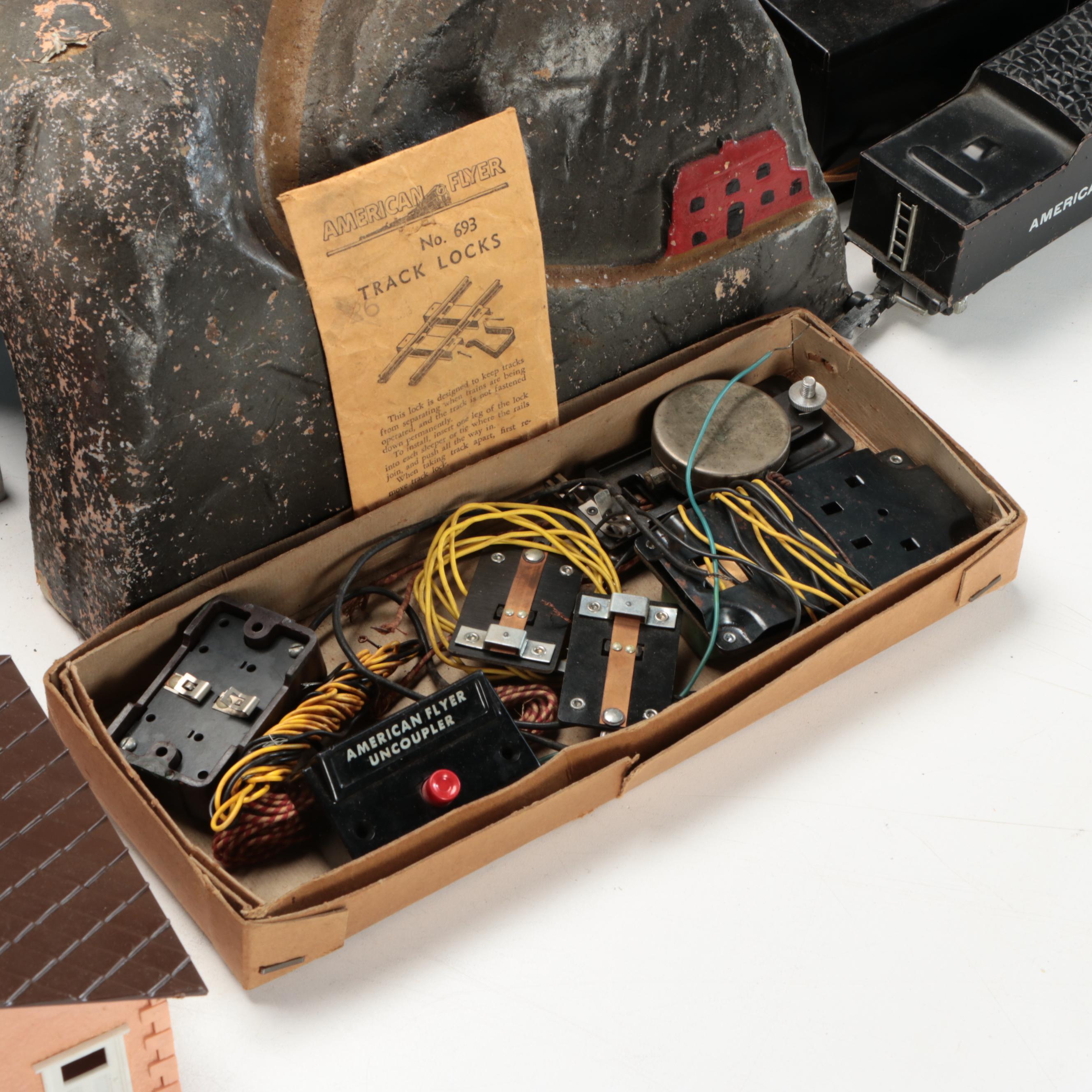 American Flyer Locomotive with Train Cars, Buildings and Accessories