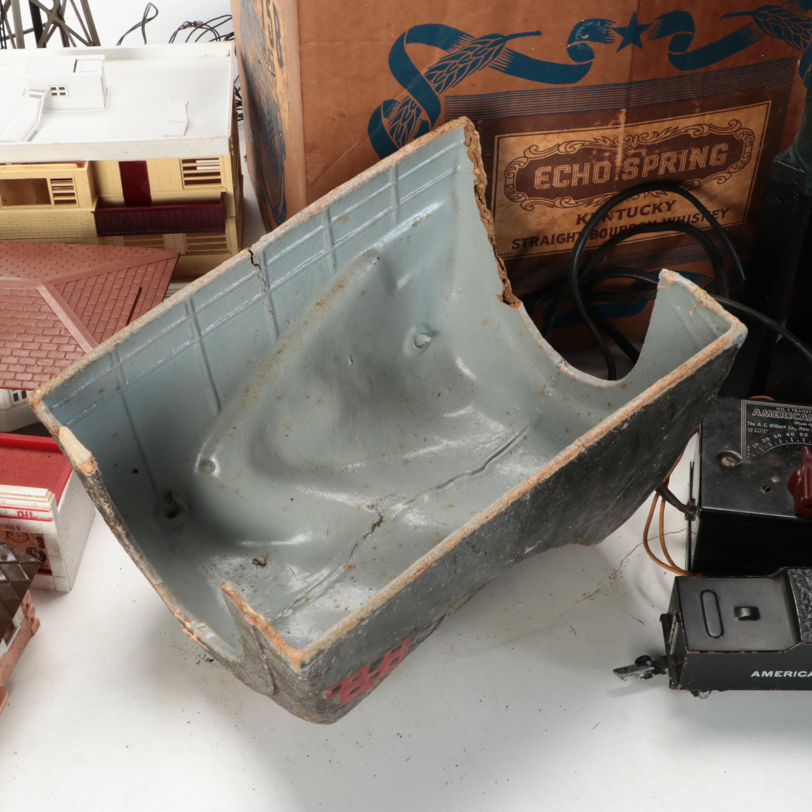 American Flyer Locomotive with Train Cars, Buildings and Accessories