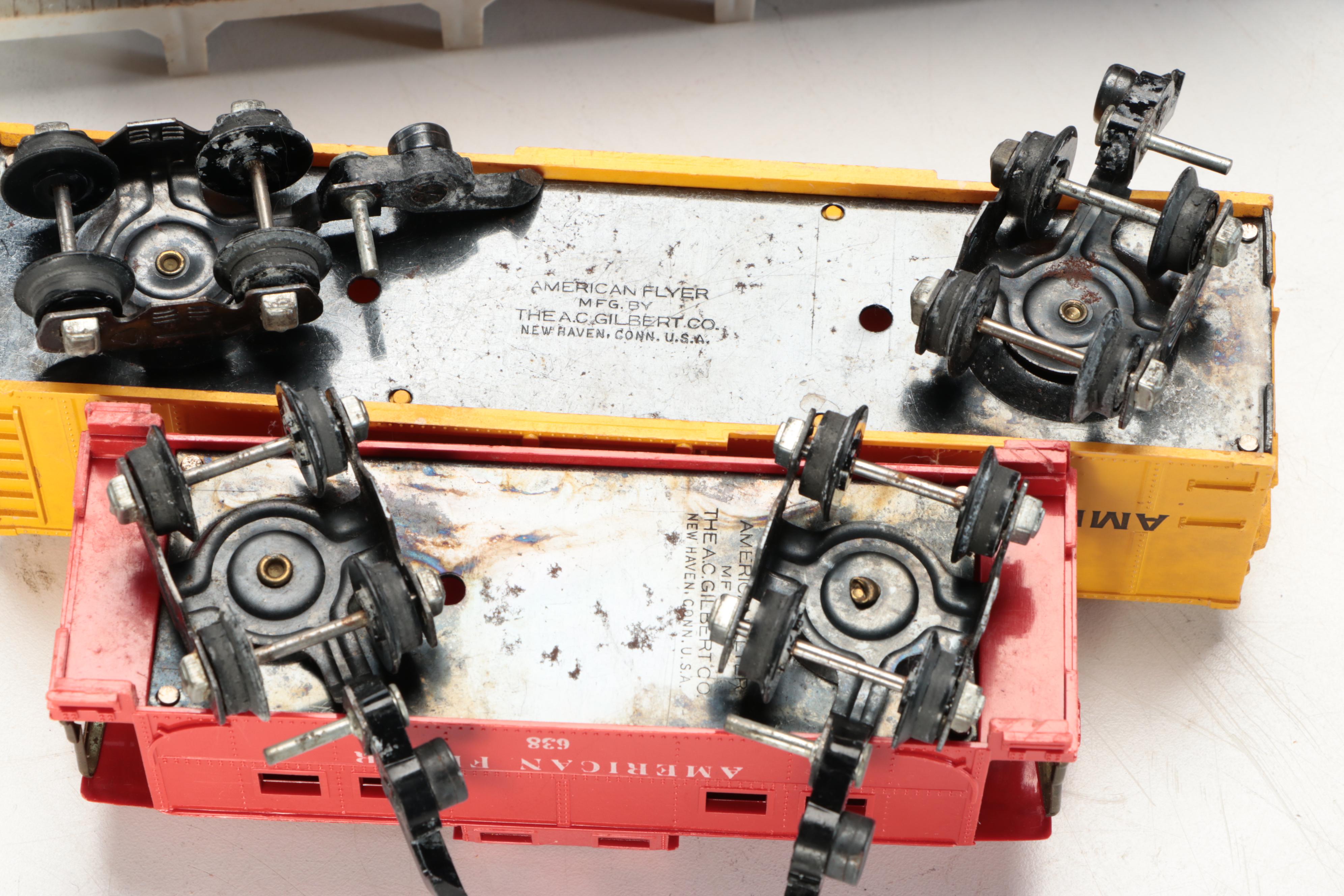 American Flyer Locomotive with Train Cars, Buildings and Accessories