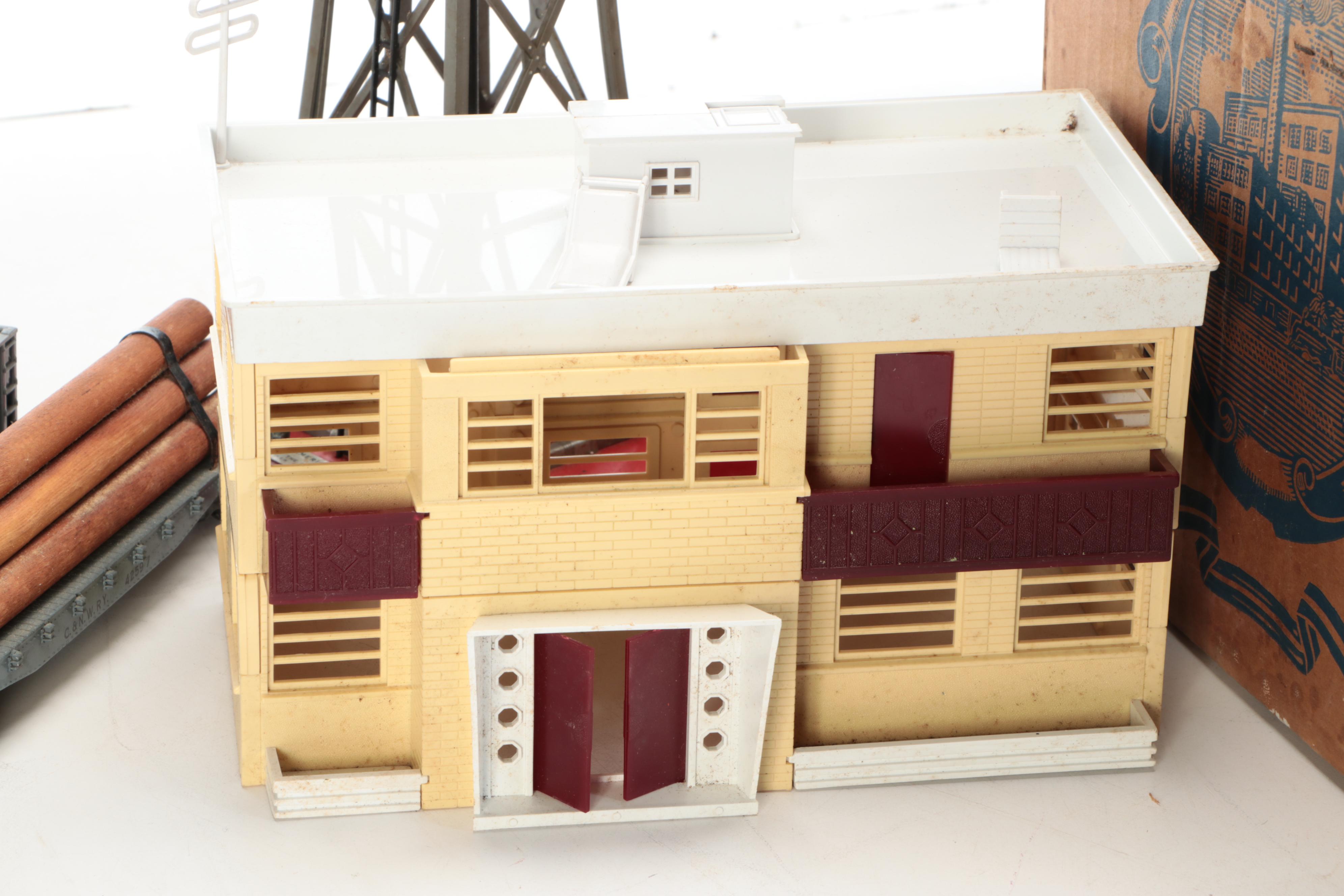 American Flyer Locomotive with Train Cars, Buildings and Accessories