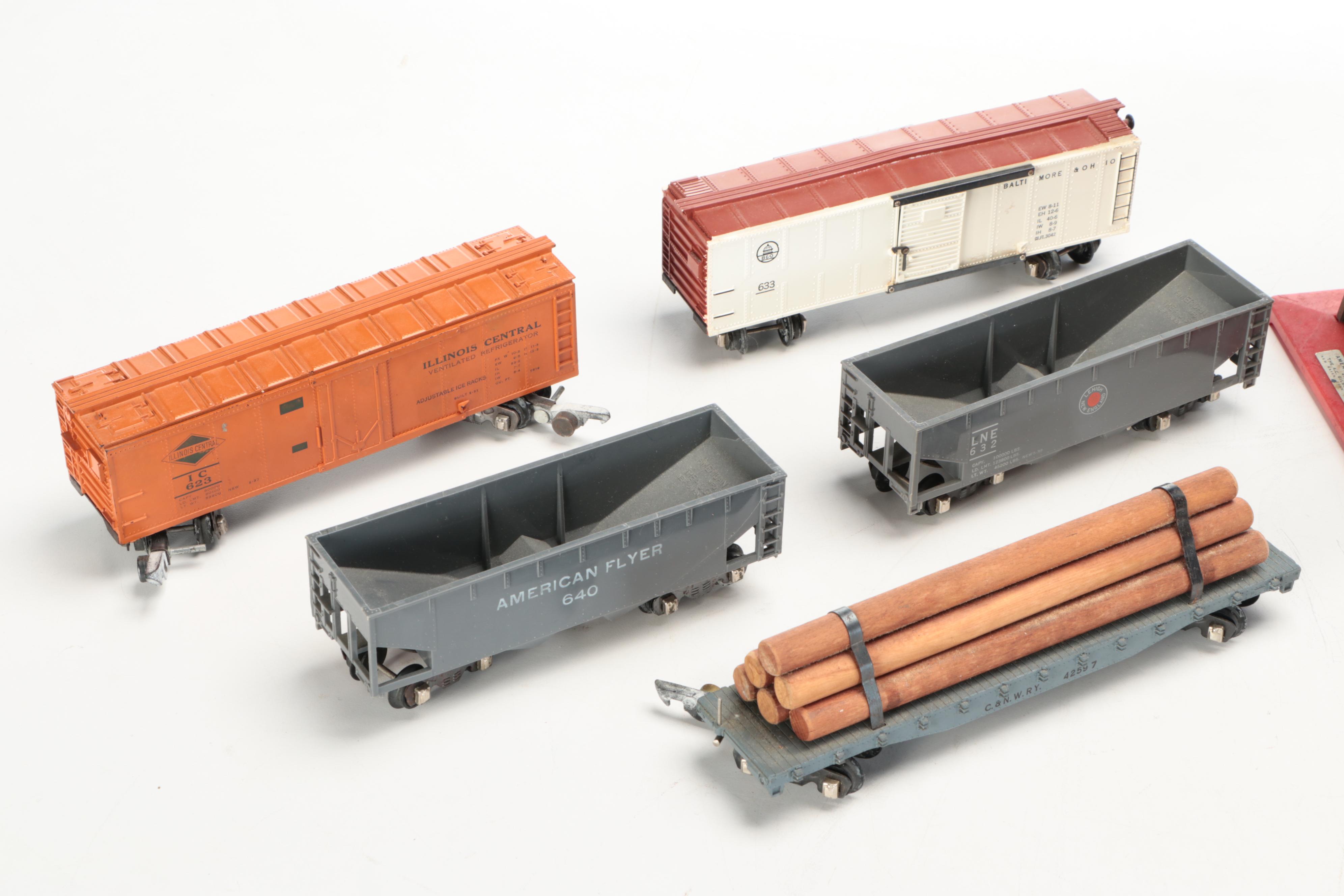 American Flyer Locomotive with Train Cars, Buildings and Accessories
