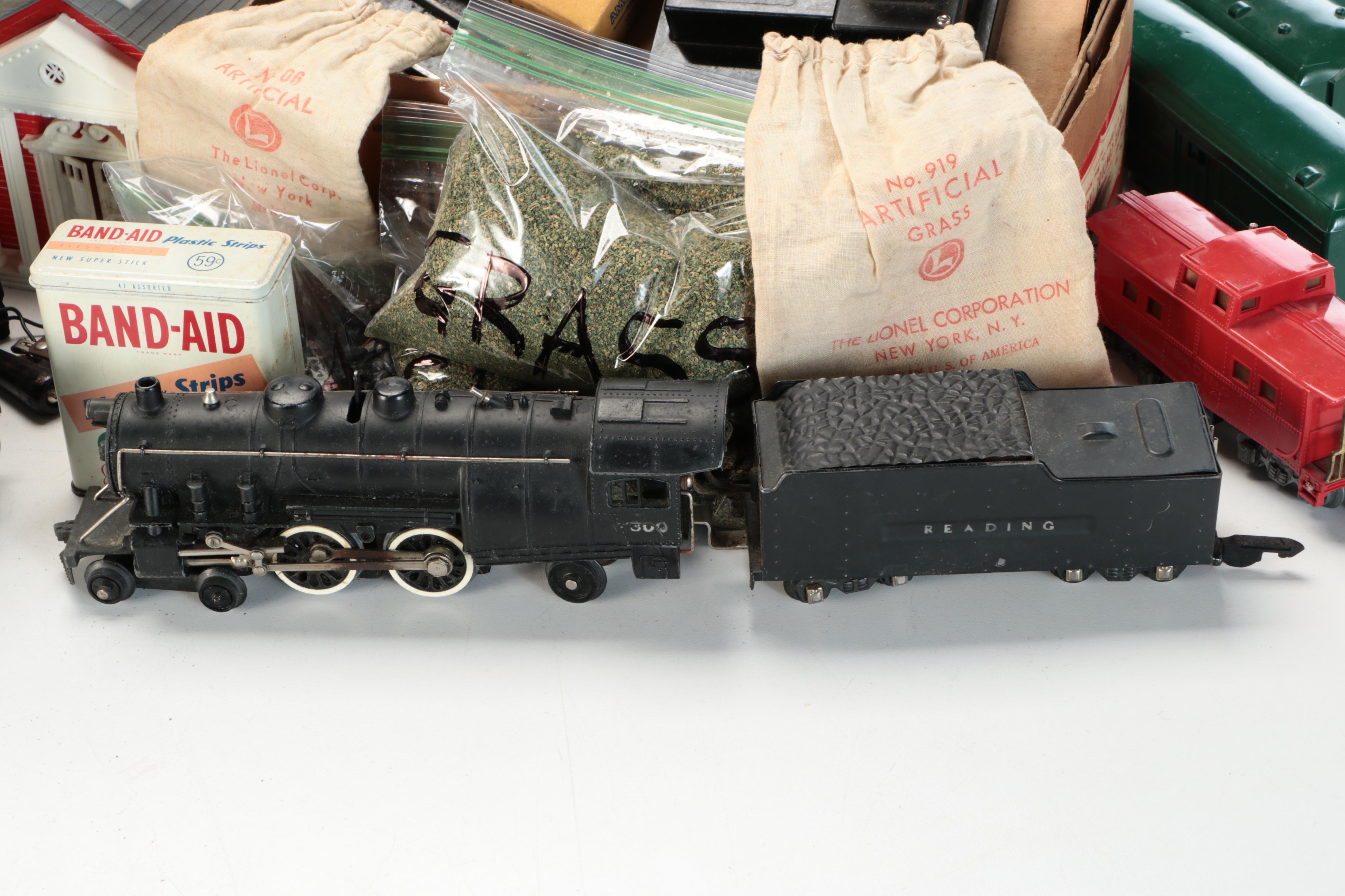 American Flyer Locomotive with Train Cars, Buildings and Accessories
