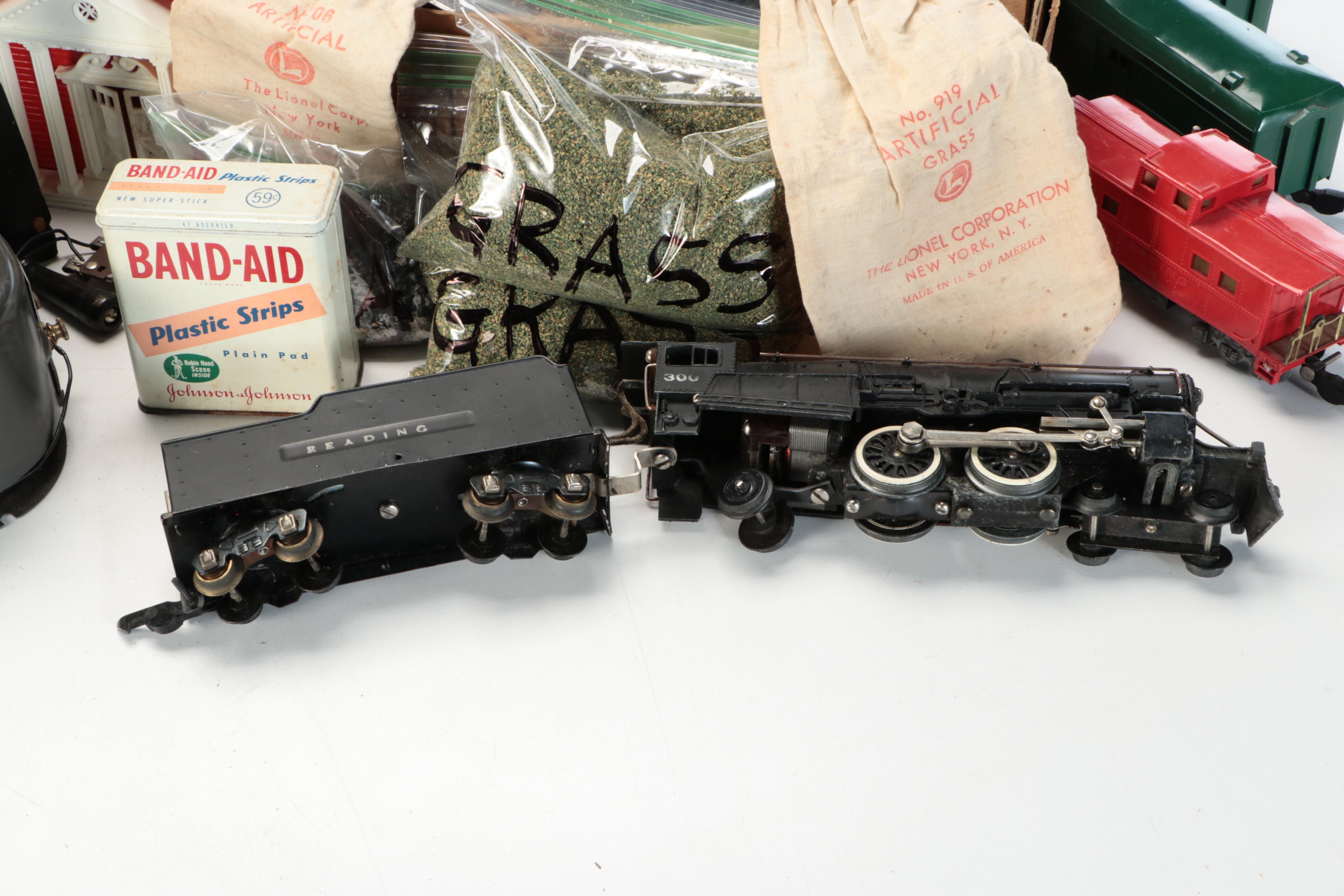 American Flyer Locomotive with Train Cars, Buildings and Accessories
